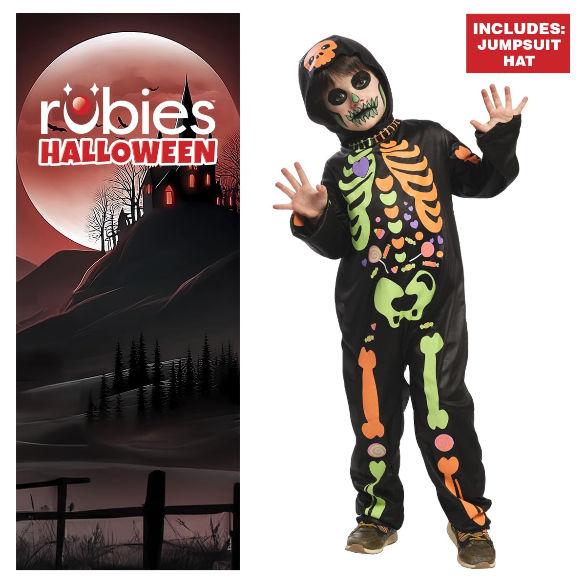 rubie-s-deluxe-skelett-kost-m-kinder-glow-in-dark-mit-m-tze image 3