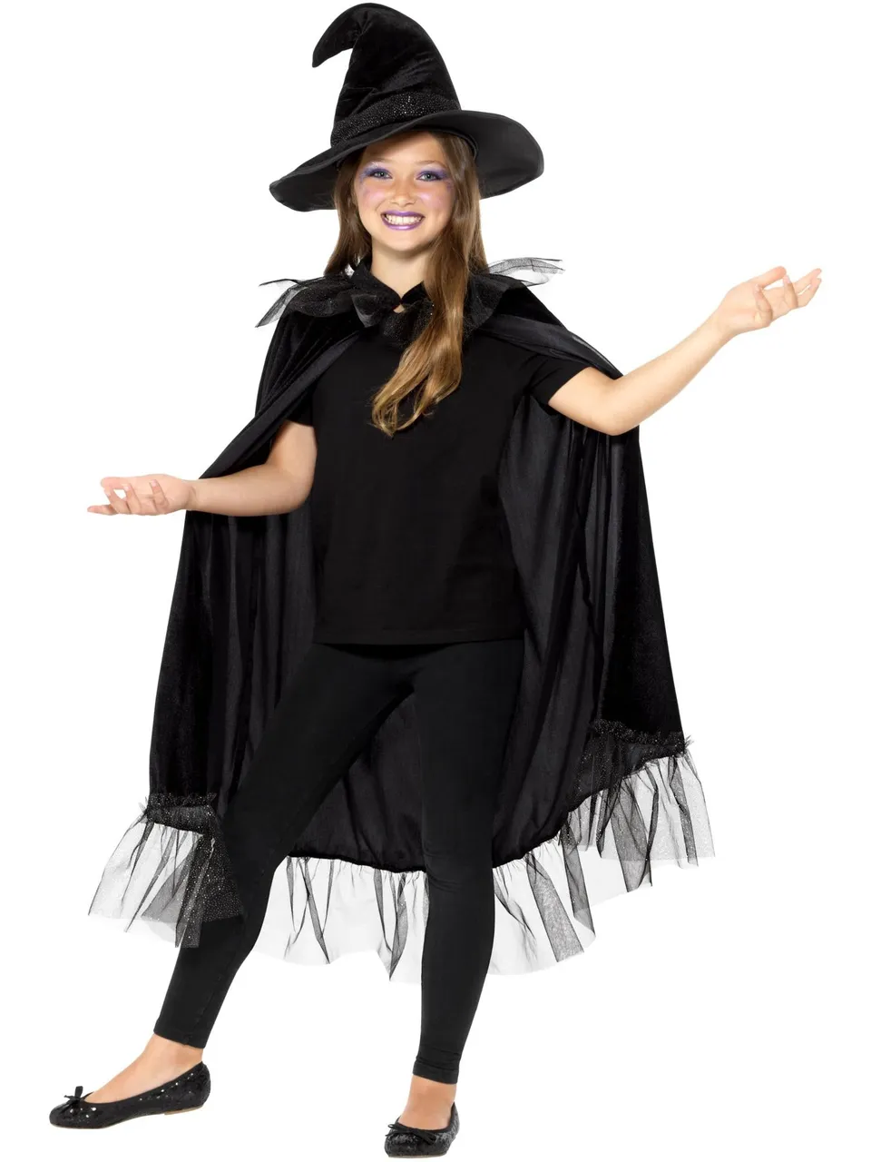 smiffys-fever-hexen-set-schwarz-umhang-hut image 1