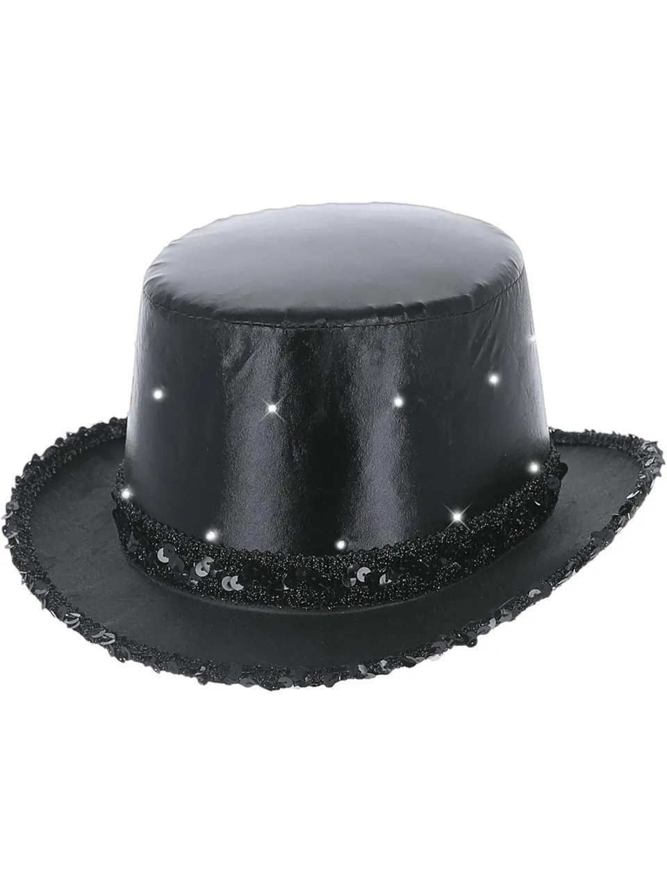 smiffys-fever-led-zylinderhut-schwarz-metallic-mit-pailletten image 1