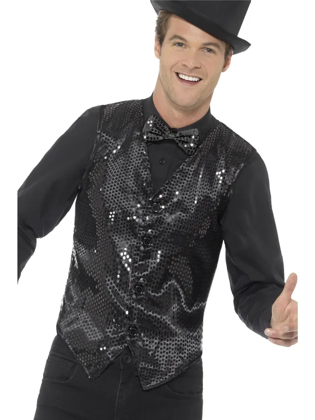 smiffys-fever-pailletten-weste-schwarz-herren-m image 1