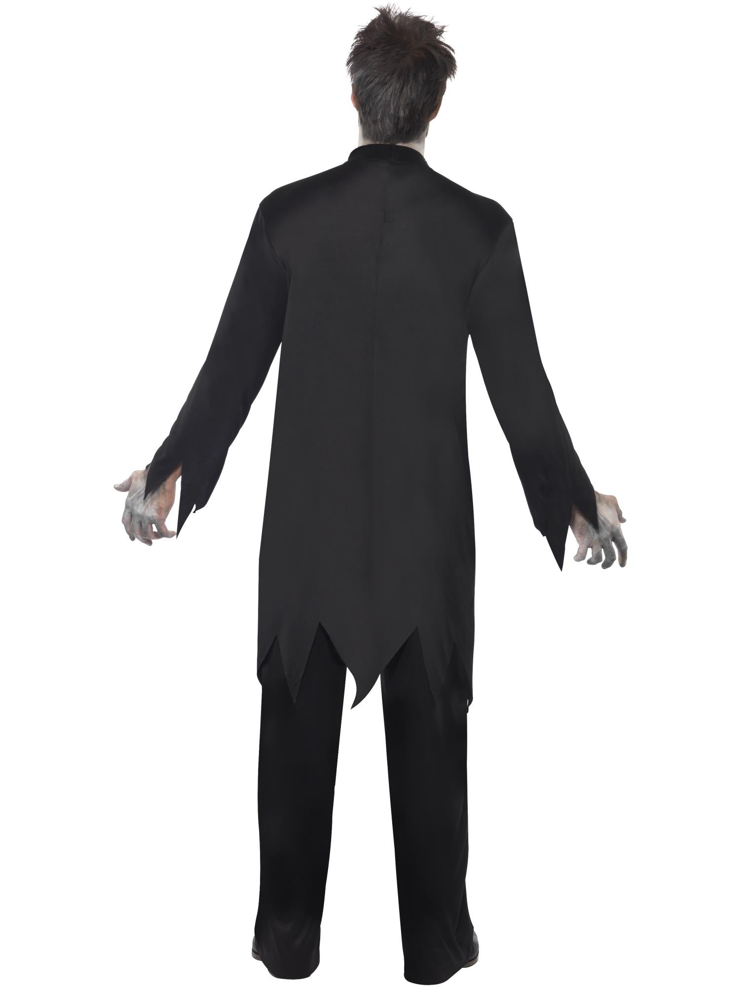 smiffys-fever-zombie-priester-kost-m-schwarz-herren-2tlg image 2