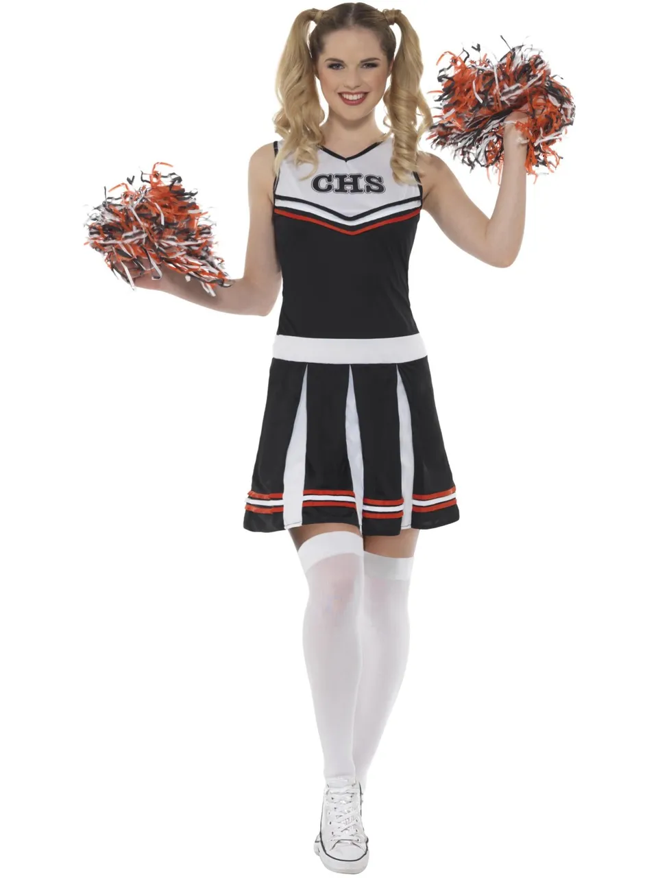 smiffys-fever-cheerleader-kost-m-schwarz-mit-pompons image 1