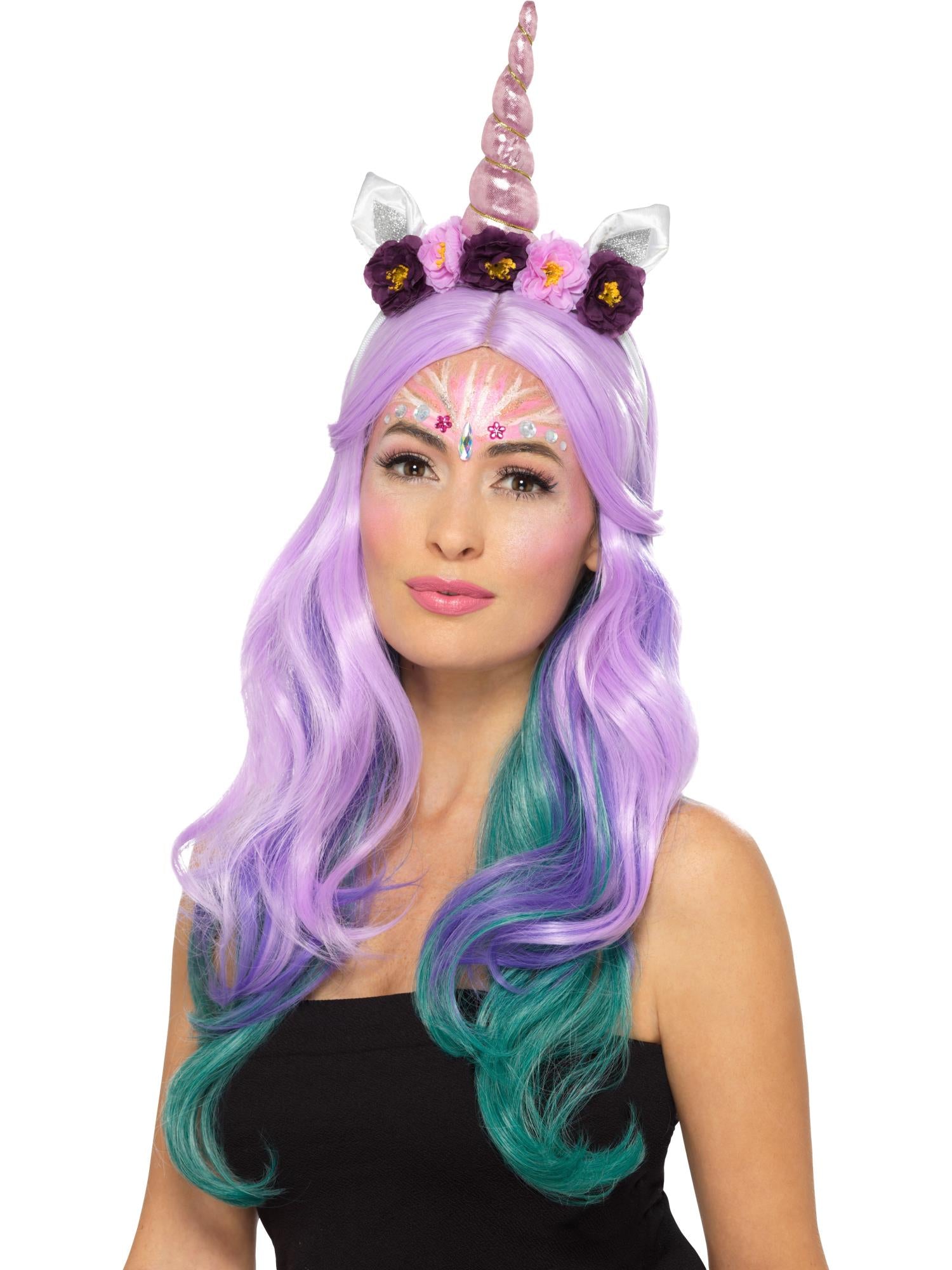 smiffys-fever-einhorn-schminkset-aqua-glitzer-steine image 1