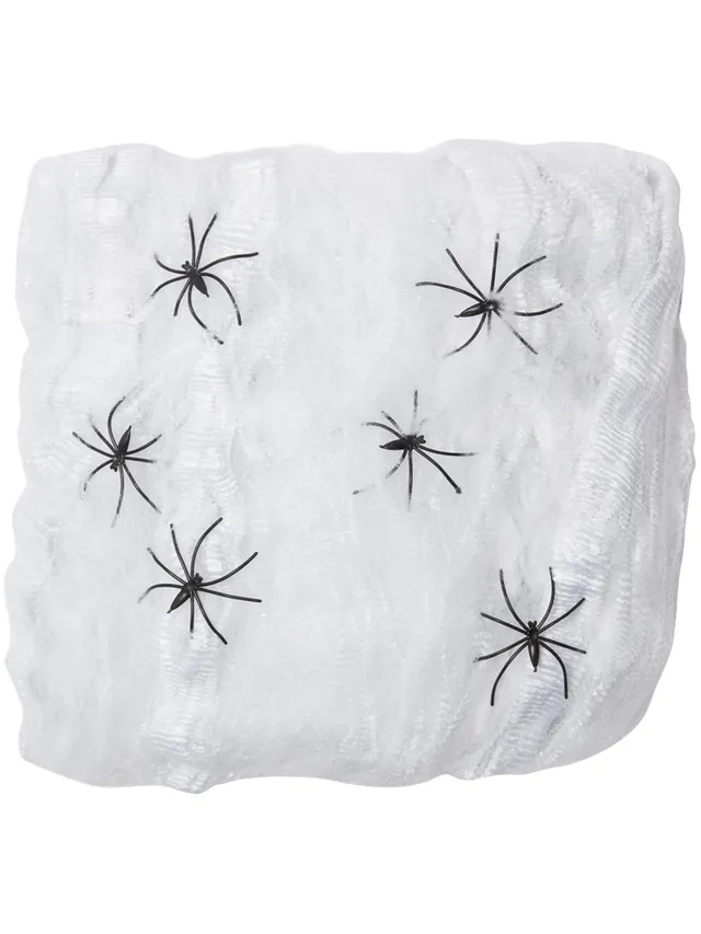smiffys-fever-spinnennetz-deko-wei-220g-mit-spinnen image 1