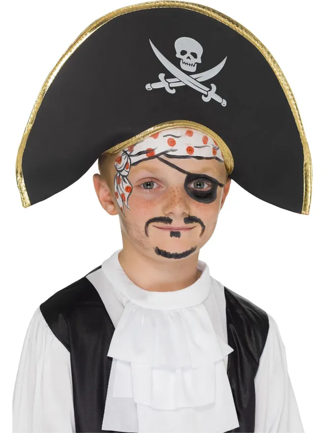 smiffys-fever-piraten-hut-kapit-n-kinder-schwarz-gold image 1