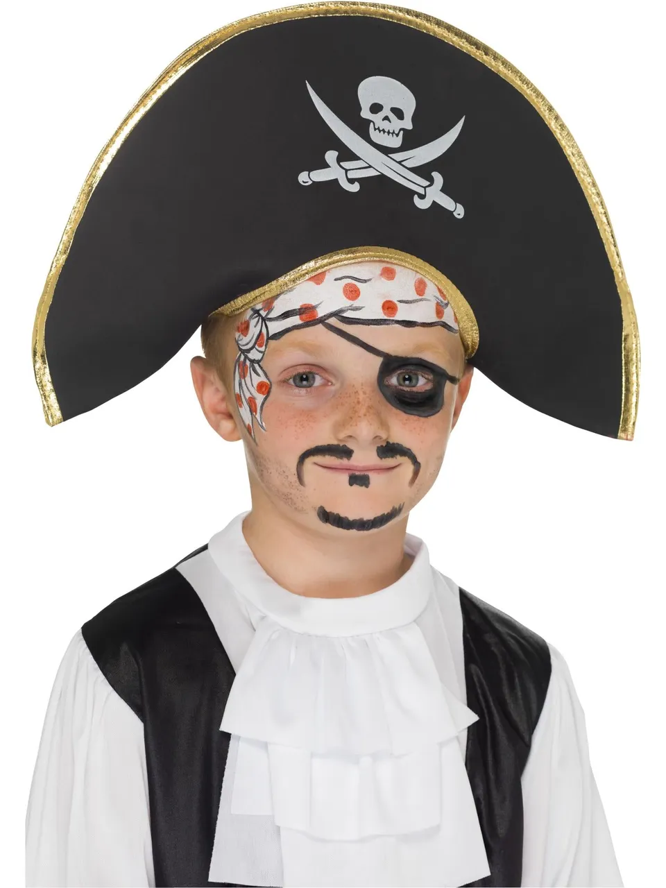 smiffys-fever-piraten-hut-kapit-n-kinder-schwarz-gold image 1