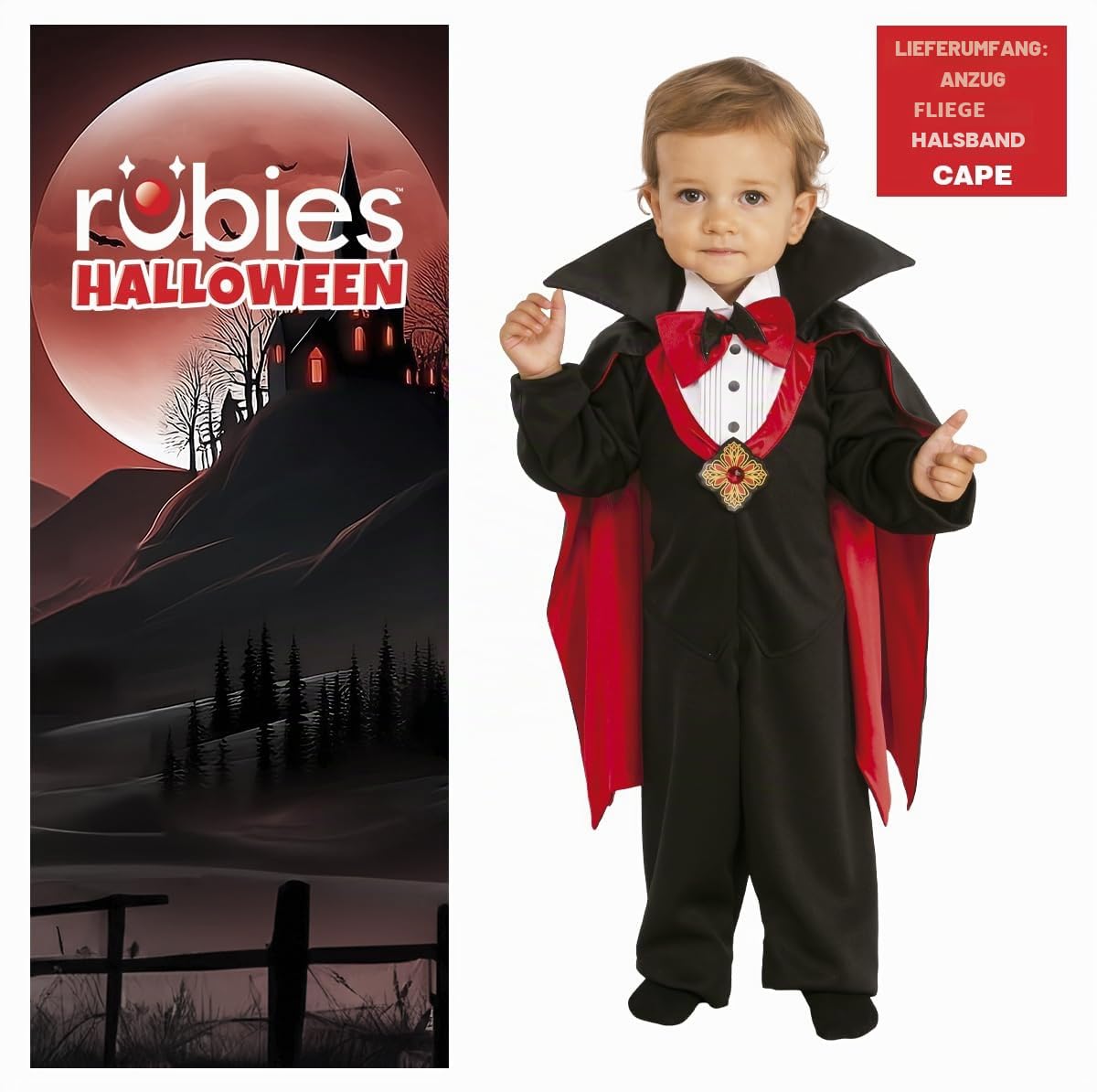 rubie-s-deluxe-draculin-baby-kost-m-mit-umhang-fliege image 2