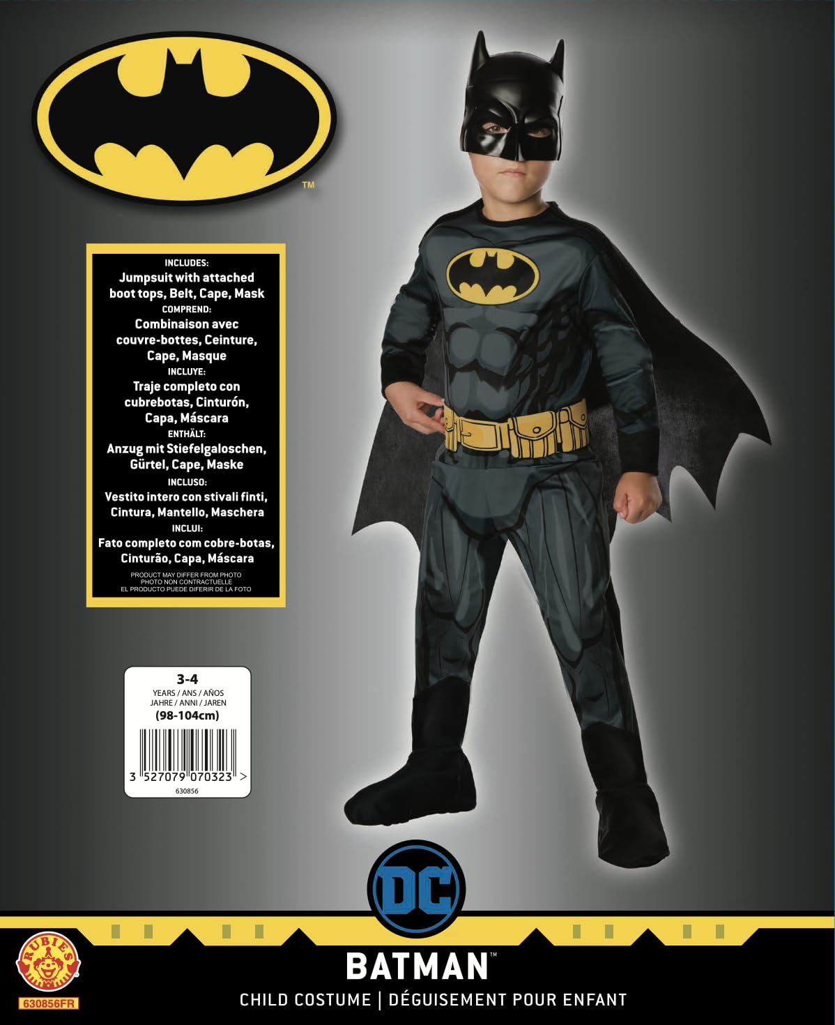 rubie-s-deluxe-batman-kost-m-kinder-5-6-jahre-110-116-mit-cape image 2
