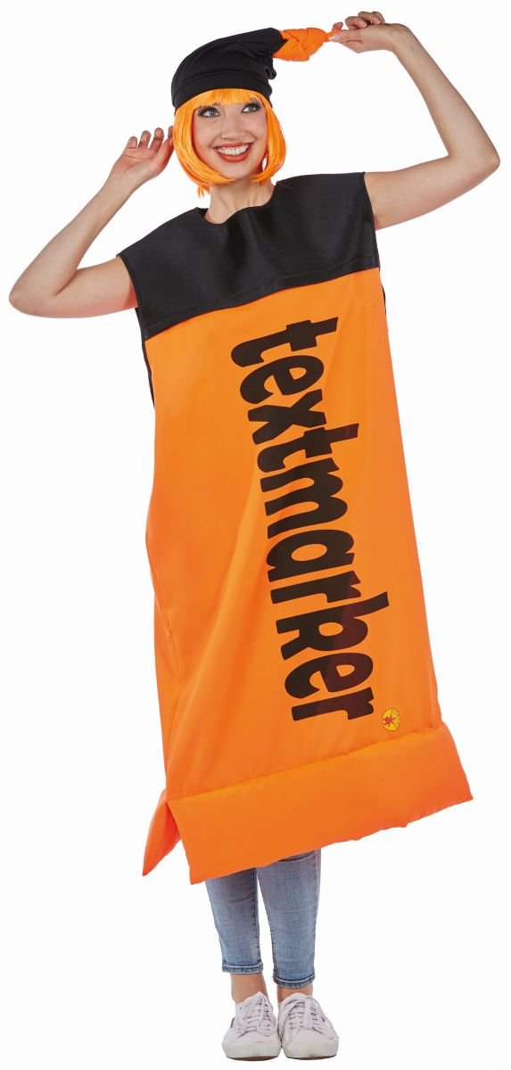 rubie-s-deluxe-textmarker-kost-m-orange-gr-m-mit-m-tze image 1