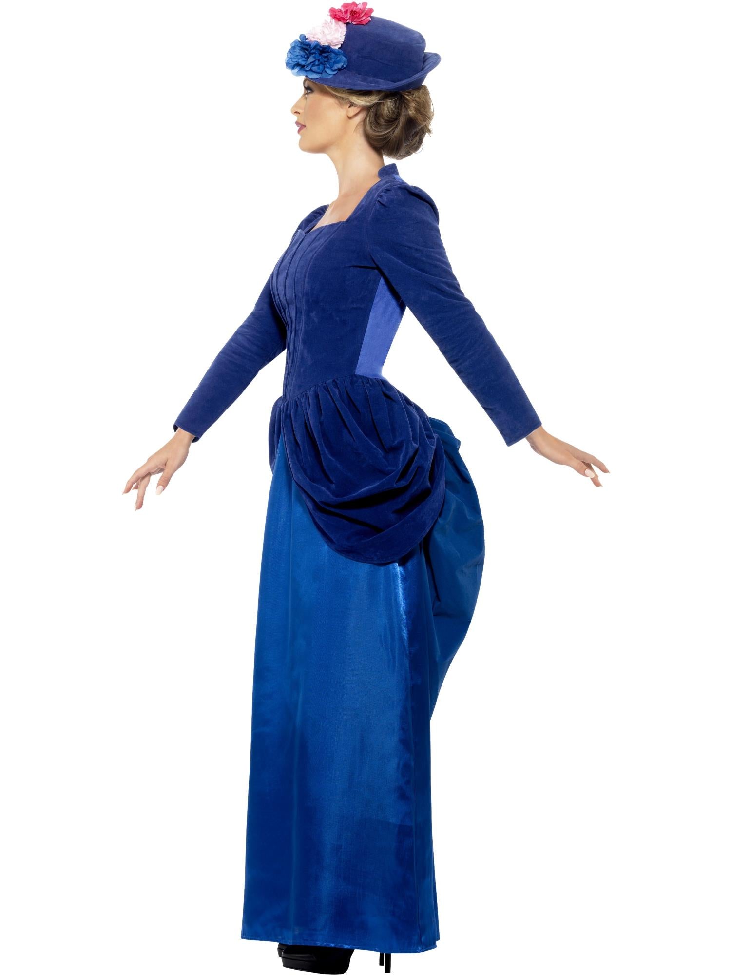 smiffys-fever-victorian-vixen-kost-m-blau-mit-hut-gr-s image 3