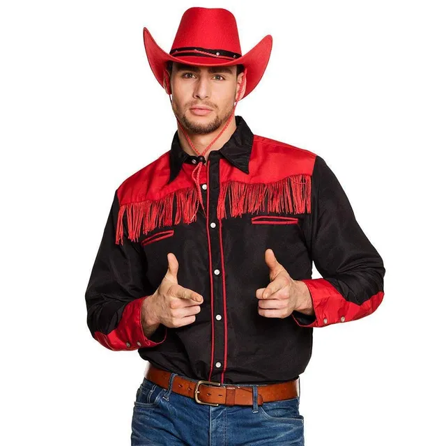 boland-costumes-westernhemd-cowboyhemd-herren-m-schwarz-rot-fransen image 1