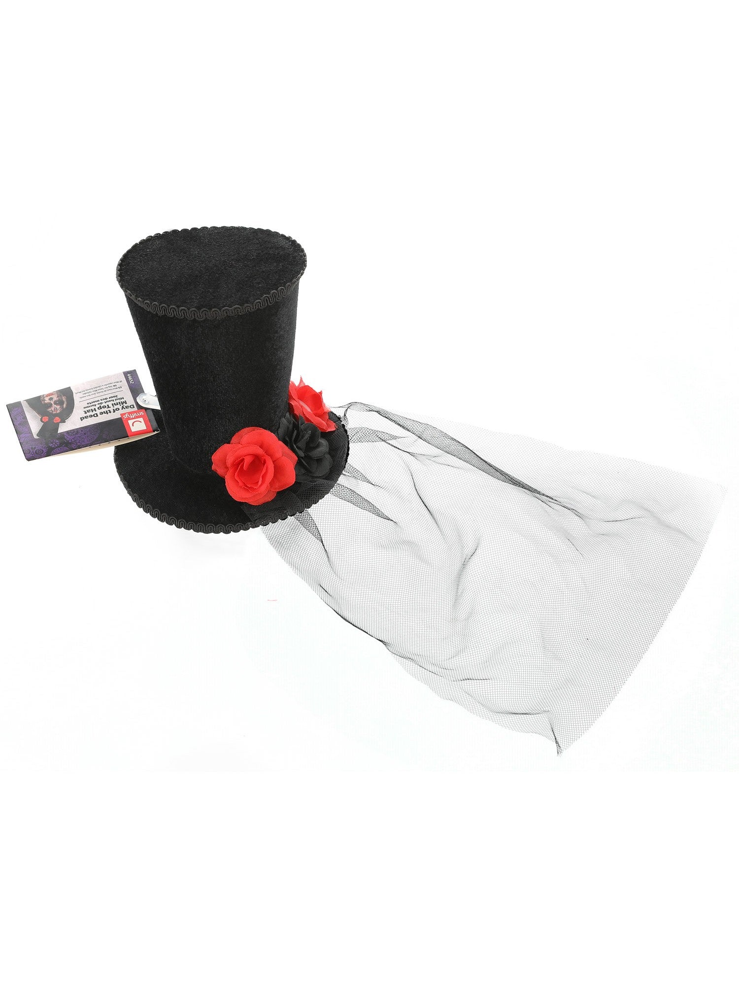 smiffys-fever-day-of-the-dead-mini-zylinder-schwarz-mit-rosen image 2