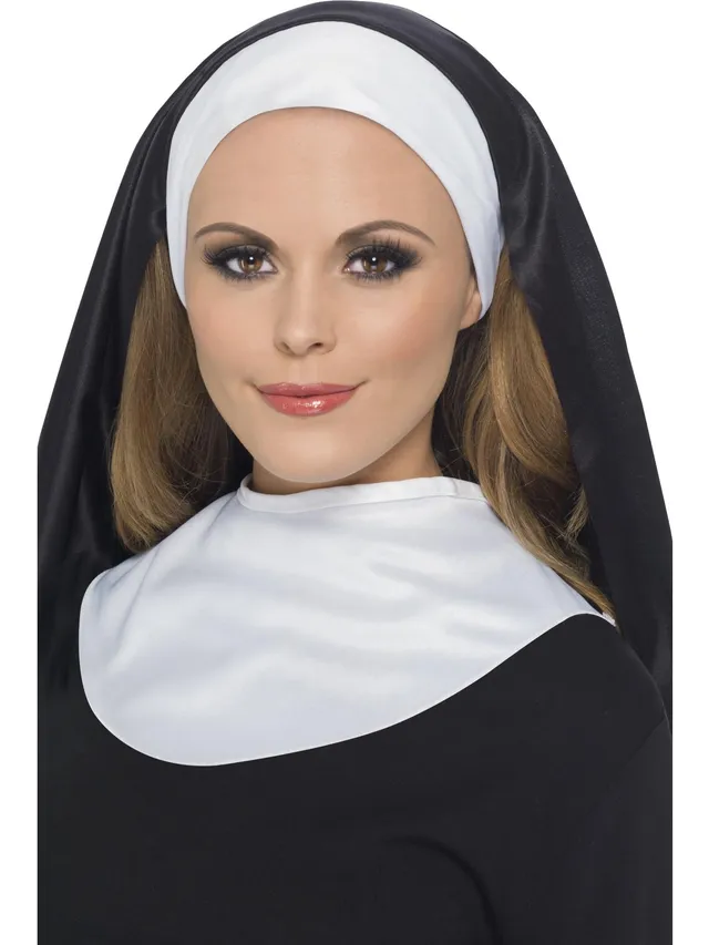 smiffys-fever-nonnen-set-kost-m-schwarz-wei-mit-haube image 1