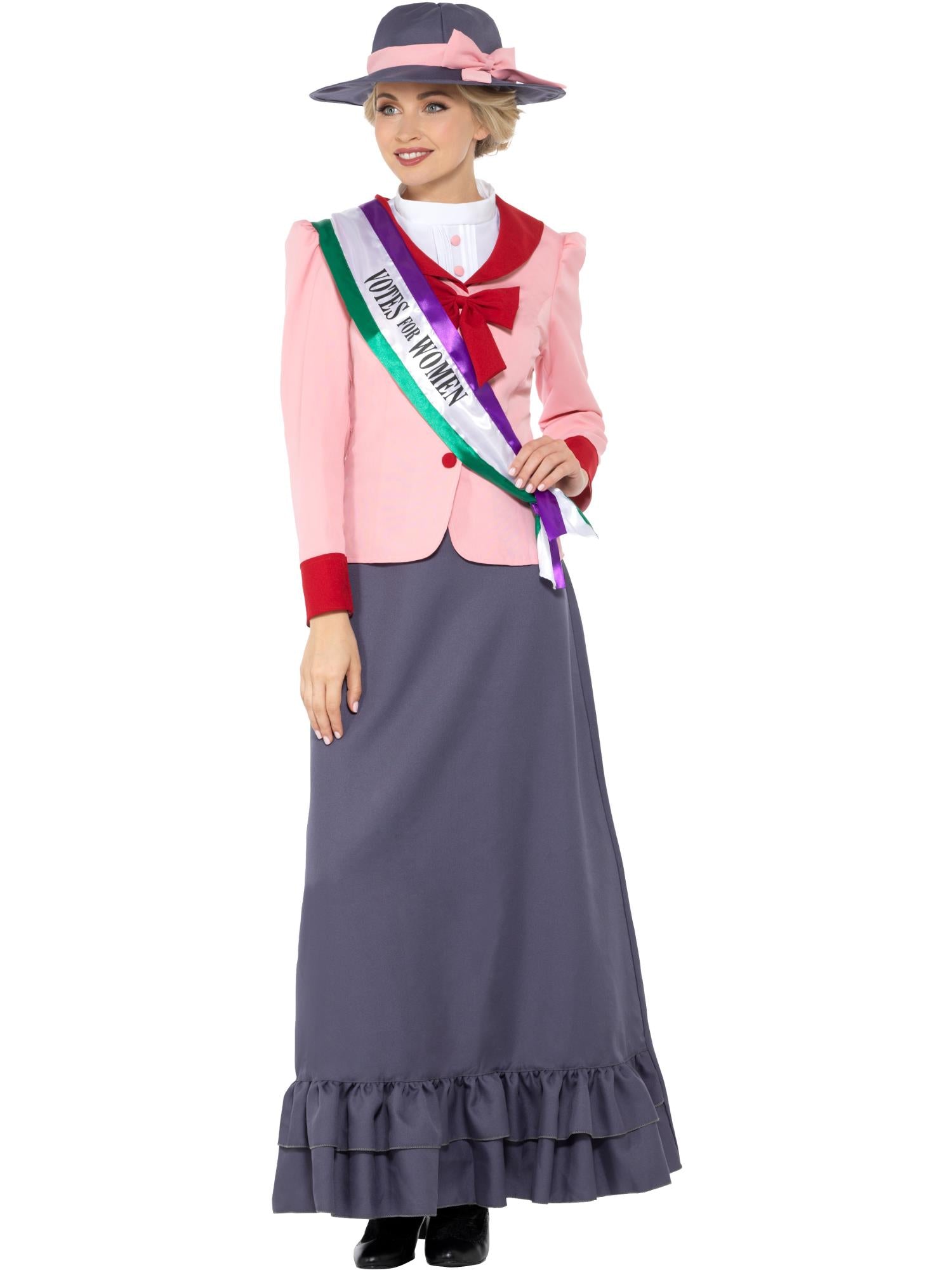 smiffys-fever-deluxe-victorian-suffragette-kost-m-damen-m-grau-pink image 4