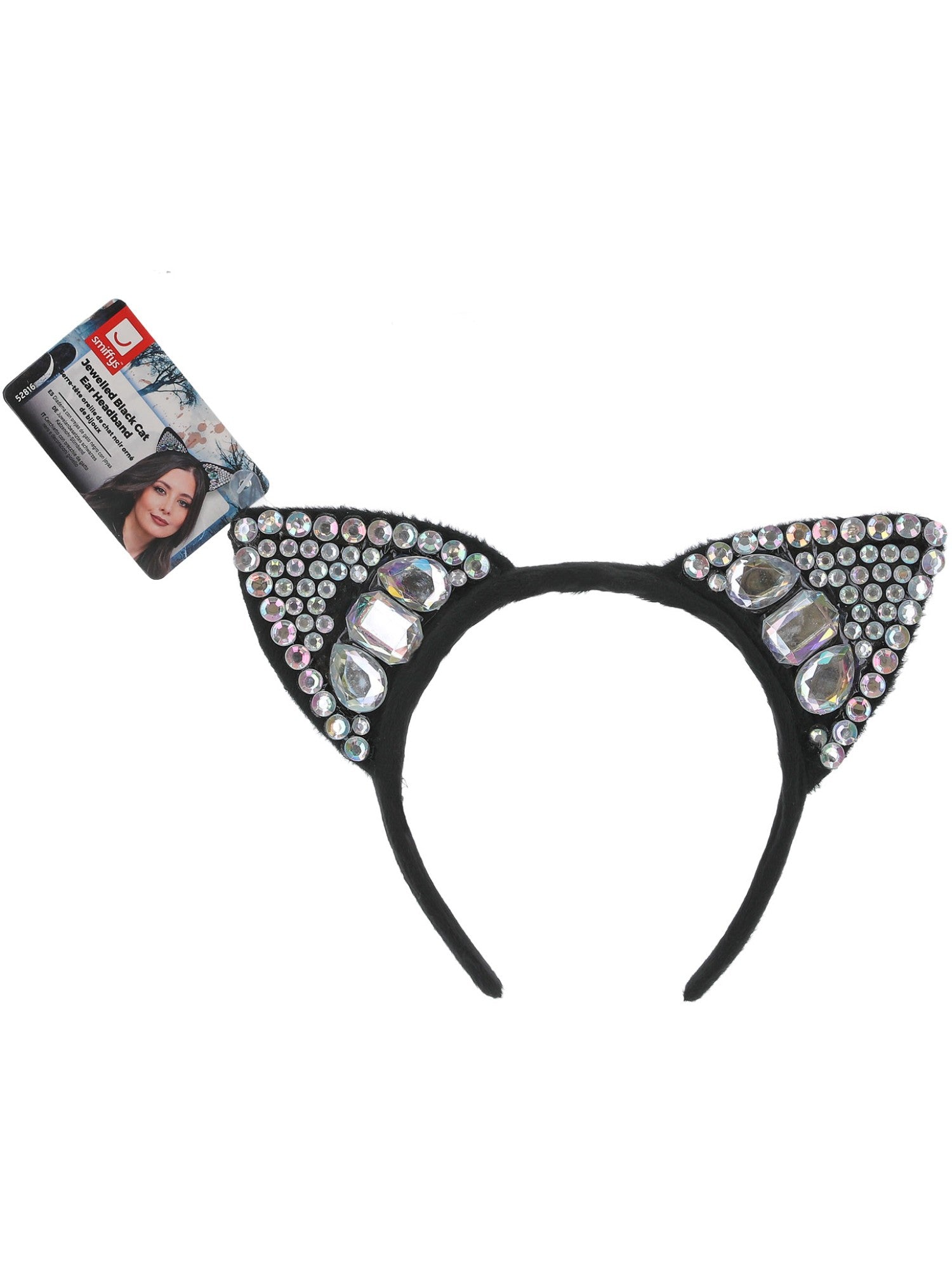 smiffys-fever-katzenohren-haarreif-schwarz-mit-strass-einheitsgr image 2