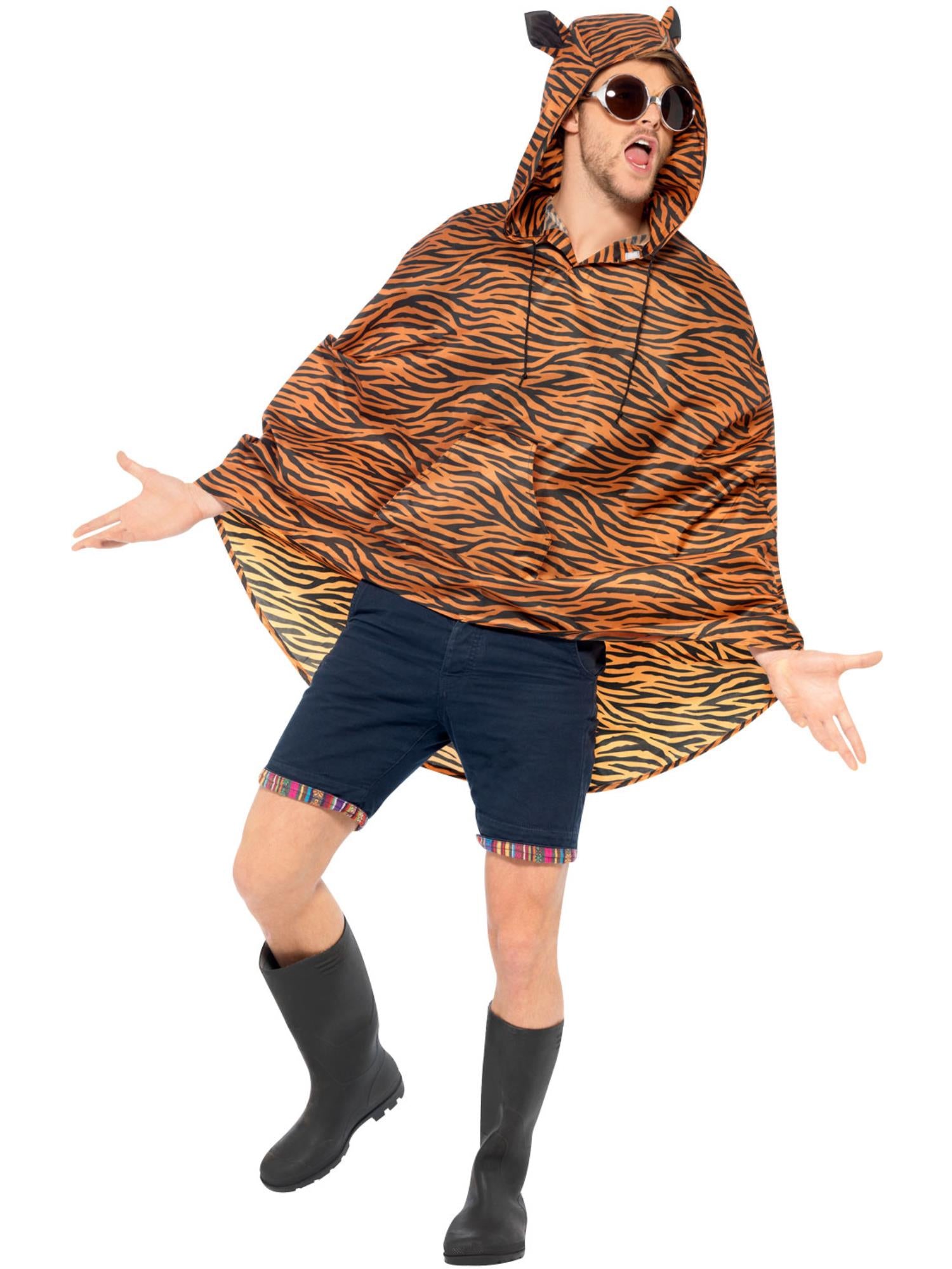 smiffys-fever-tiger-party-poncho-kapuze-orange-einheitsgr image 4