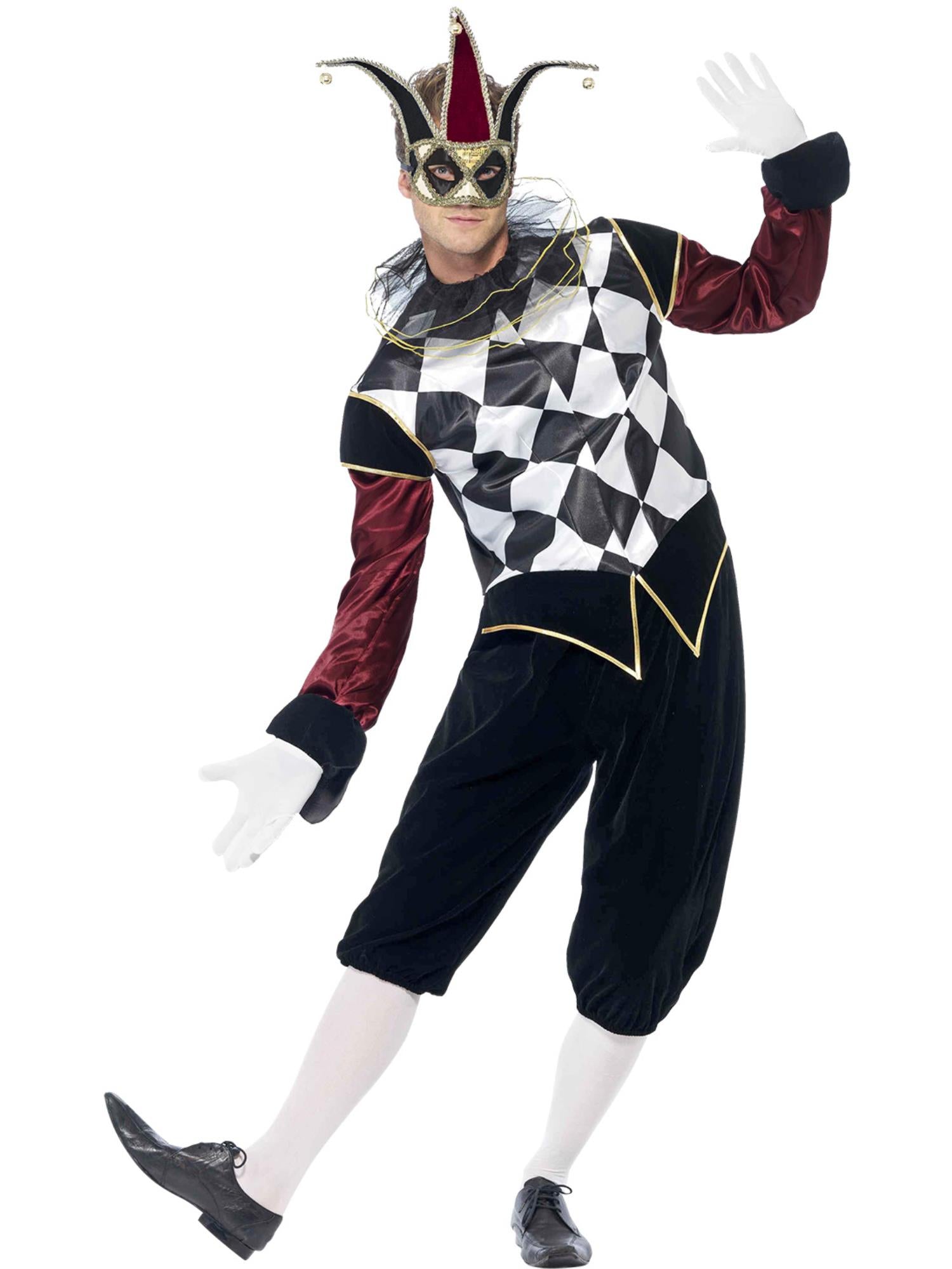 smiffys-fever-gothic-harlequin-kost-m-herren-schwarz image 4