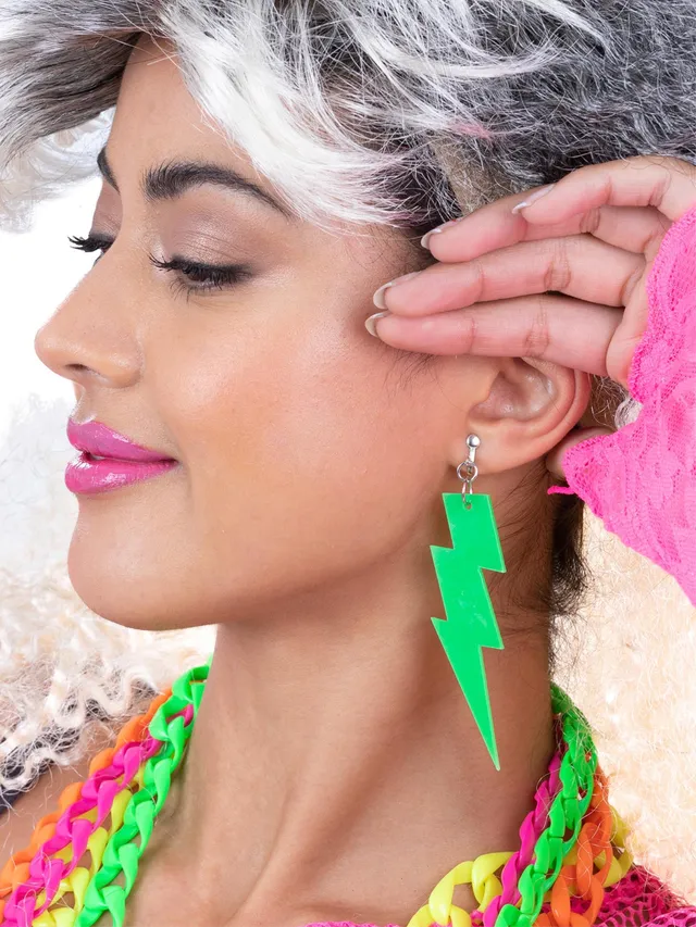 smiffys-fever-80s-neon-blitz-ohrringe-gr-n-clip image 1