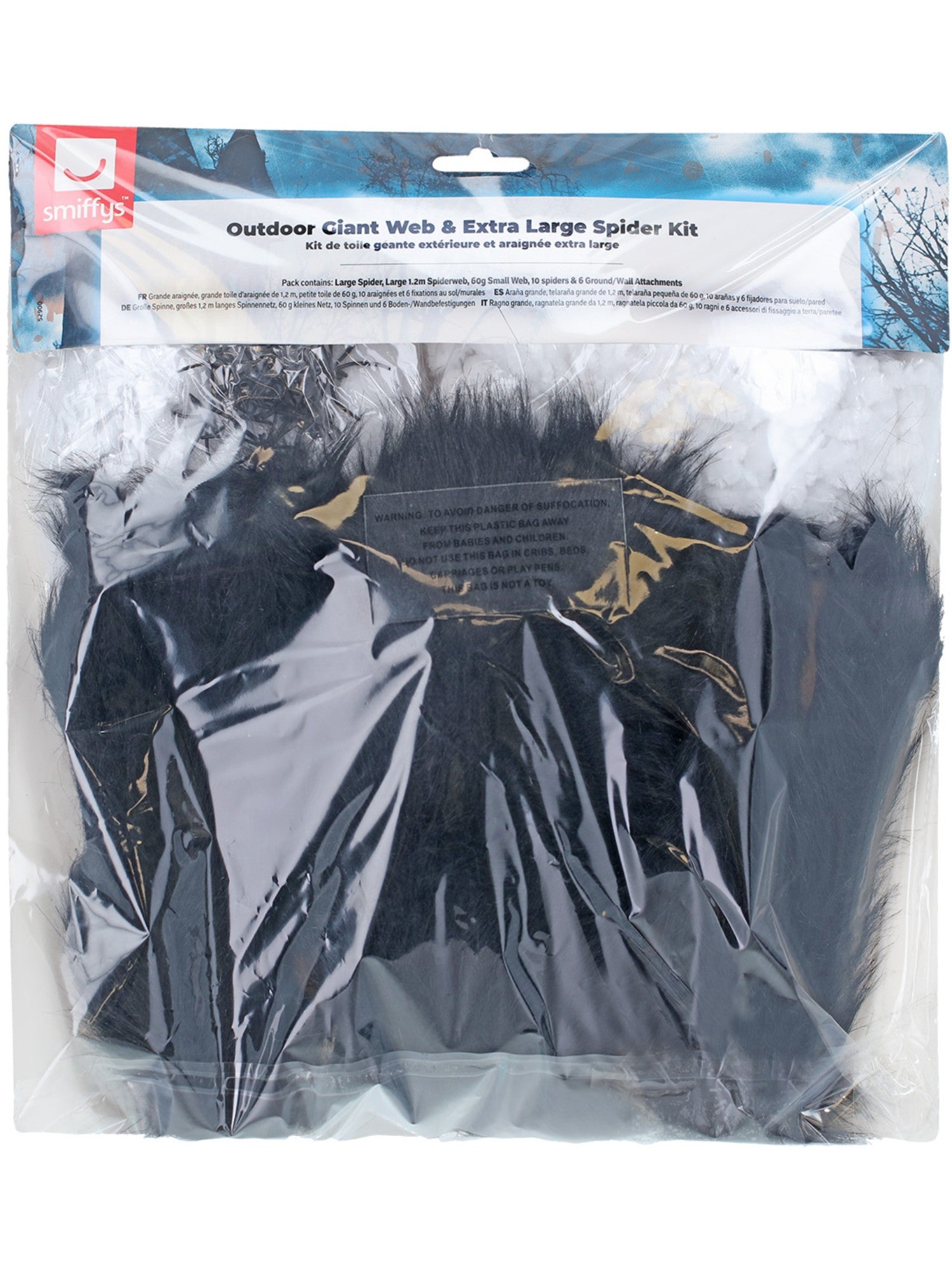 smiffys-halloween-riesenspinne-mit-netz-schwarz-wei-outdoor image 3