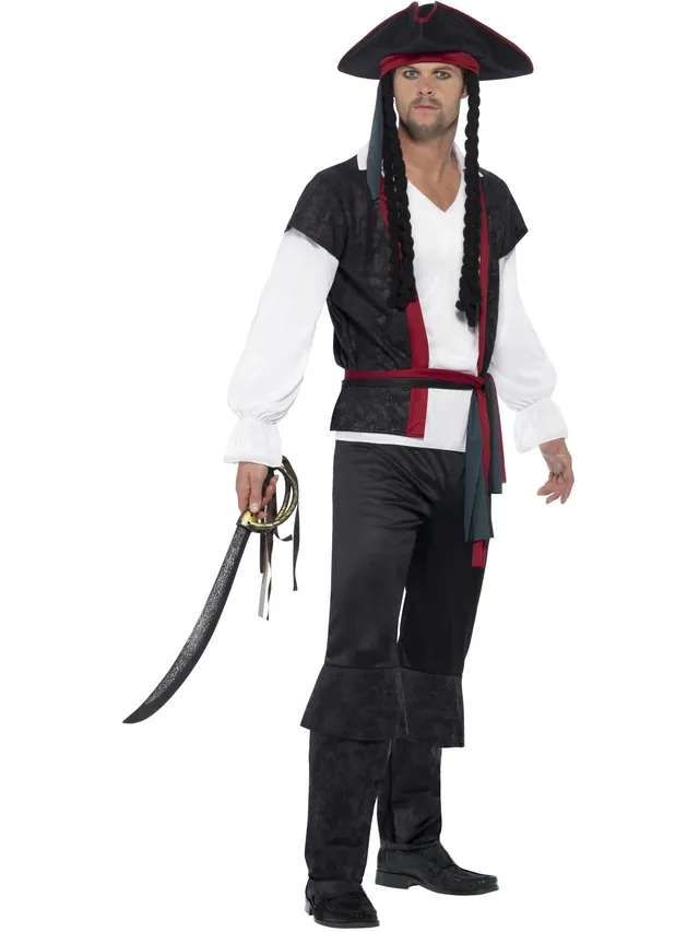 smiffys-fever-piratenkapit-n-kost-m-herren-schwarz-4-tlg image 1