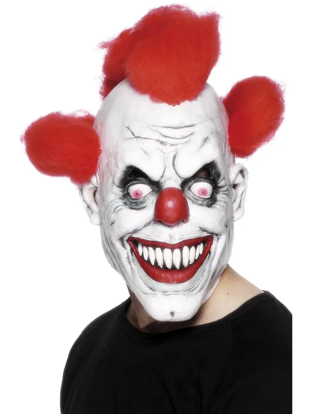 smiffys-fever-clown-3-4-maske-erwachsene-wei-rot image 1