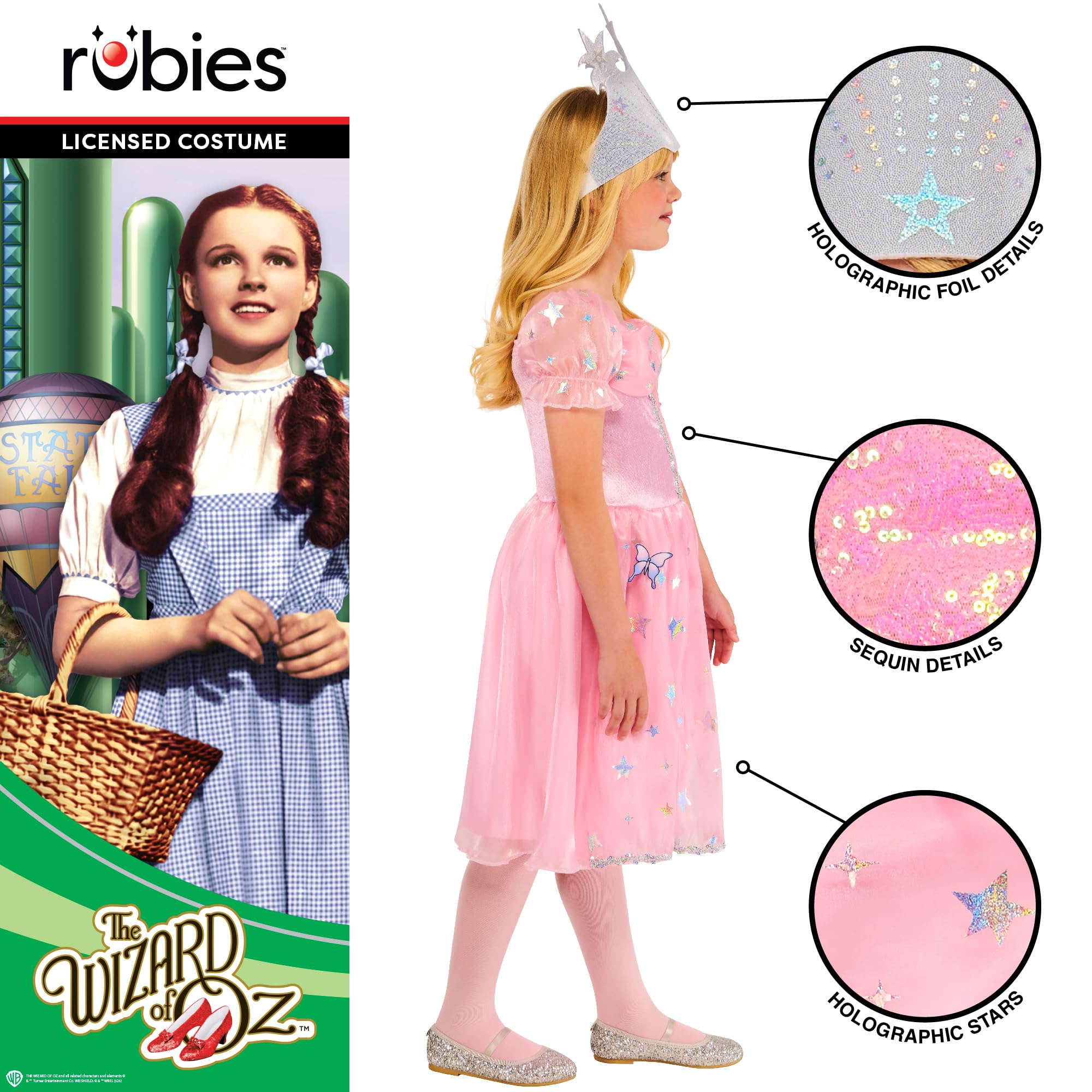 rubie-s-deluxe-glinda-kost-m-zauberer-von-oz-7-8-jahre-rosa image 3