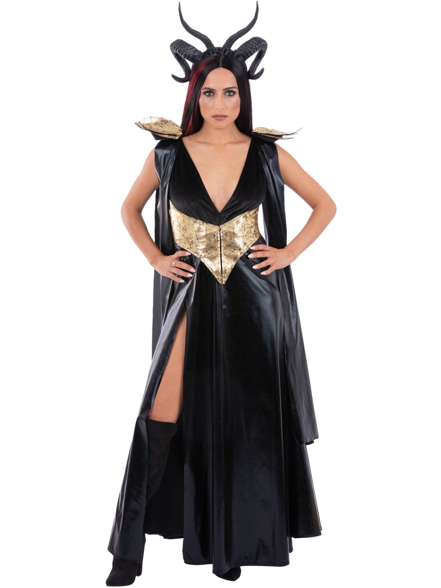 smiffys-fever-evil-queen-kost-m-damen-m-schwarz-gold image 4