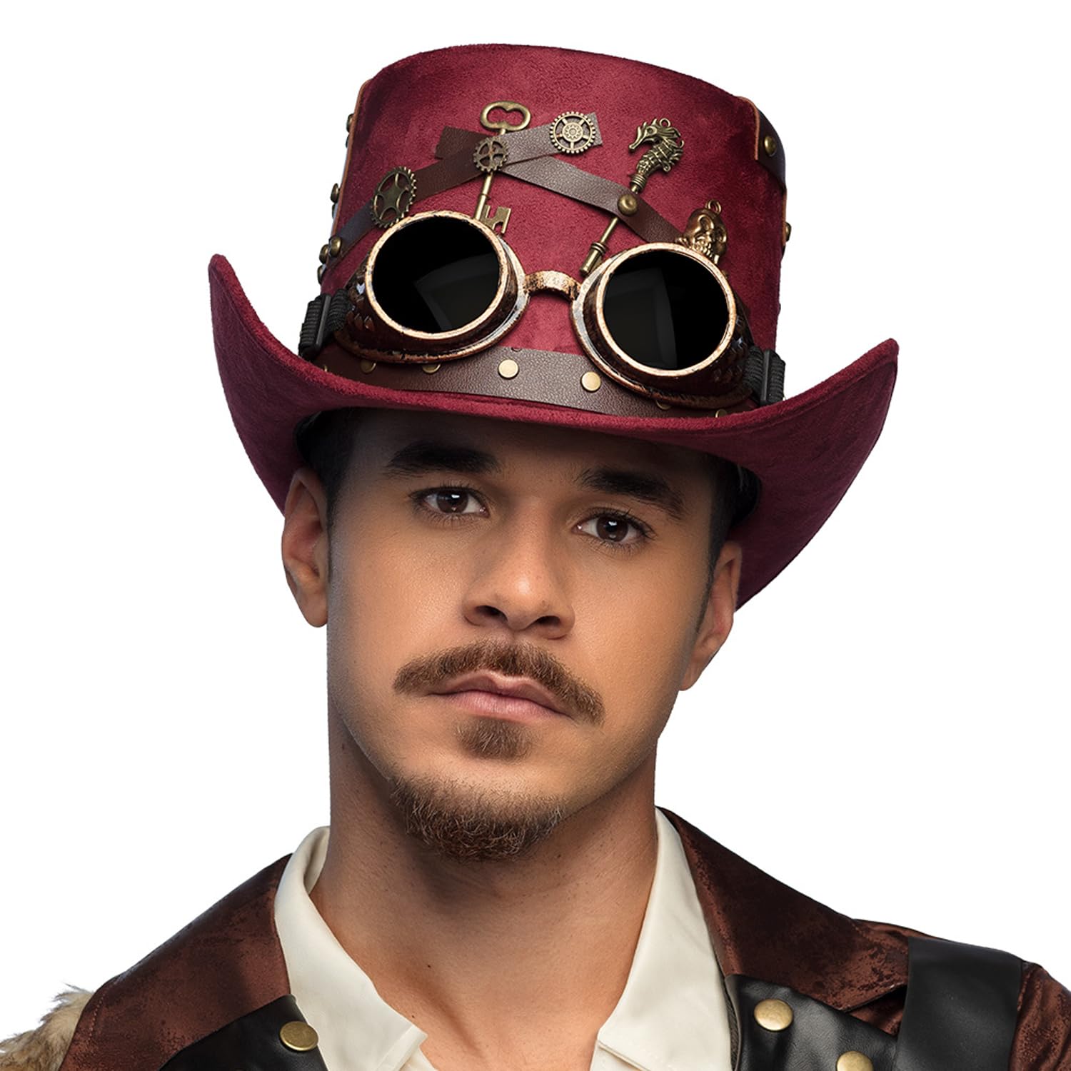 boland-headwear-steampunk-hut-mit-brille-rot-einheitsgr-e image 3