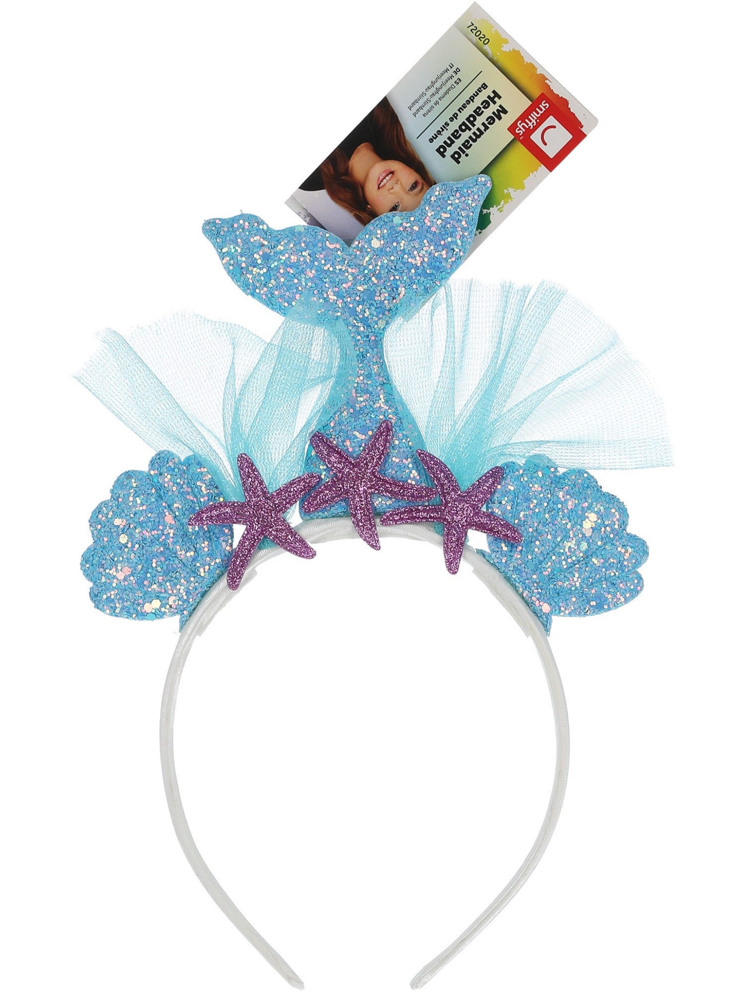 smiffys-fever-kids-mermaid-headband-haarreif-blau-muscheln image 2