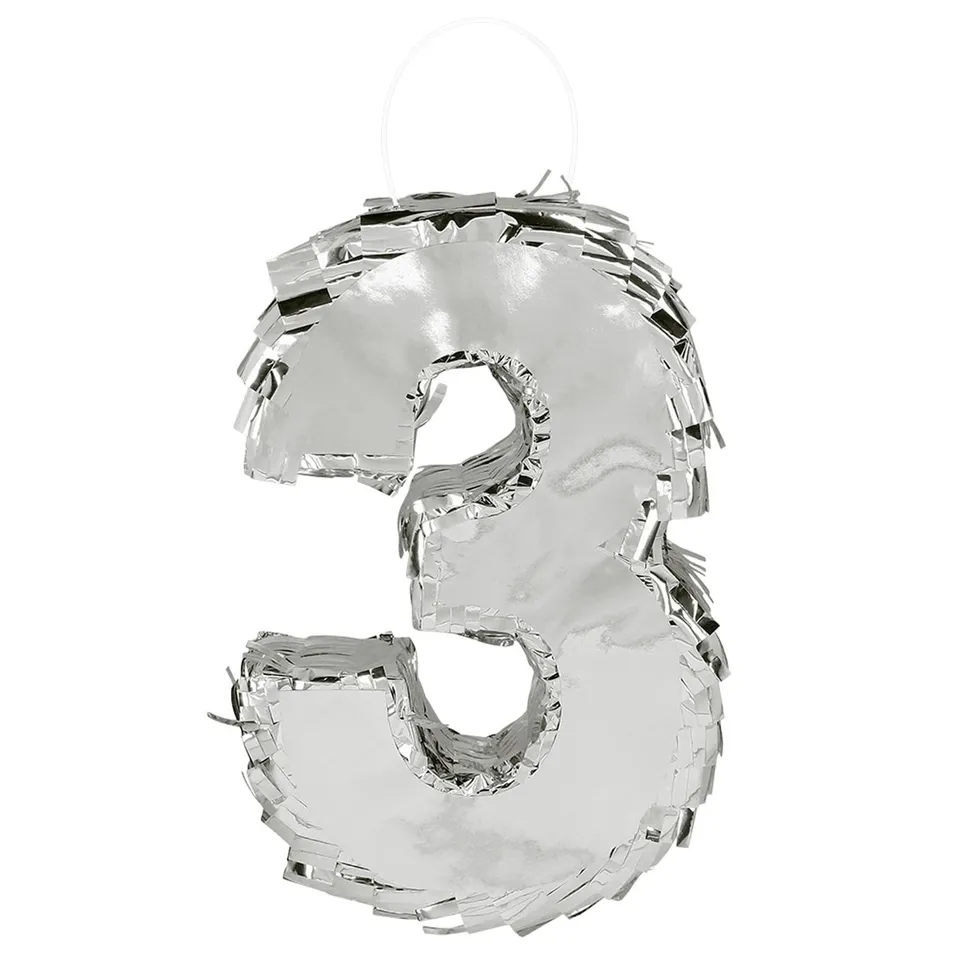 boland-decorations-zahlen-pinata-3-silber-25x16x5-cm image 1
