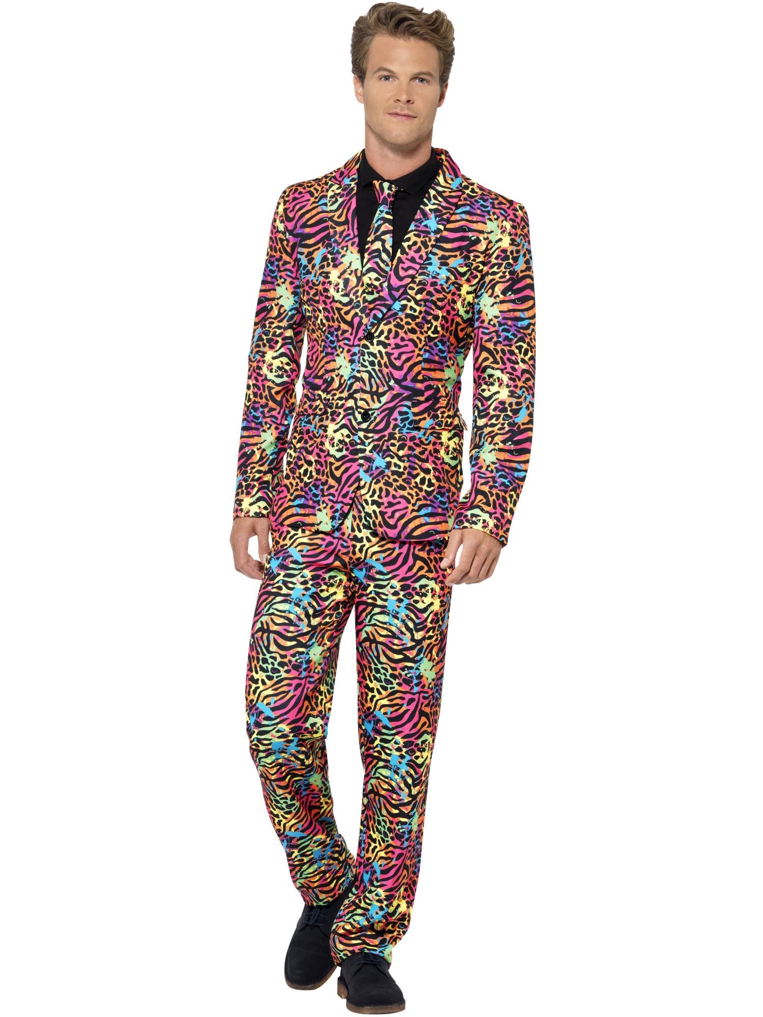 smiffys-stand-out-neon-anzug-herren-bunt-animalprint image 1