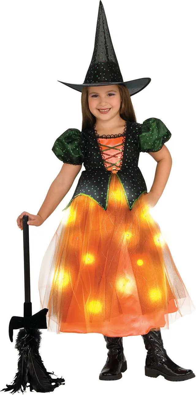 rubies-hexe-led-kost-m-orange-kleid-mit-hut-leuchtend image 1