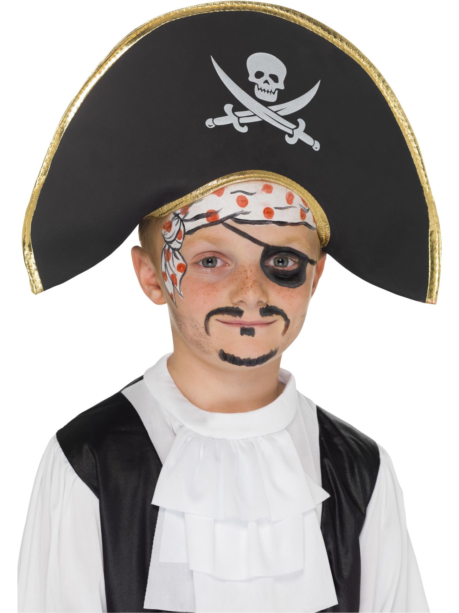 smiffys-fever-piraten-hut-kapit-n-kinder-schwarz-gold image 1