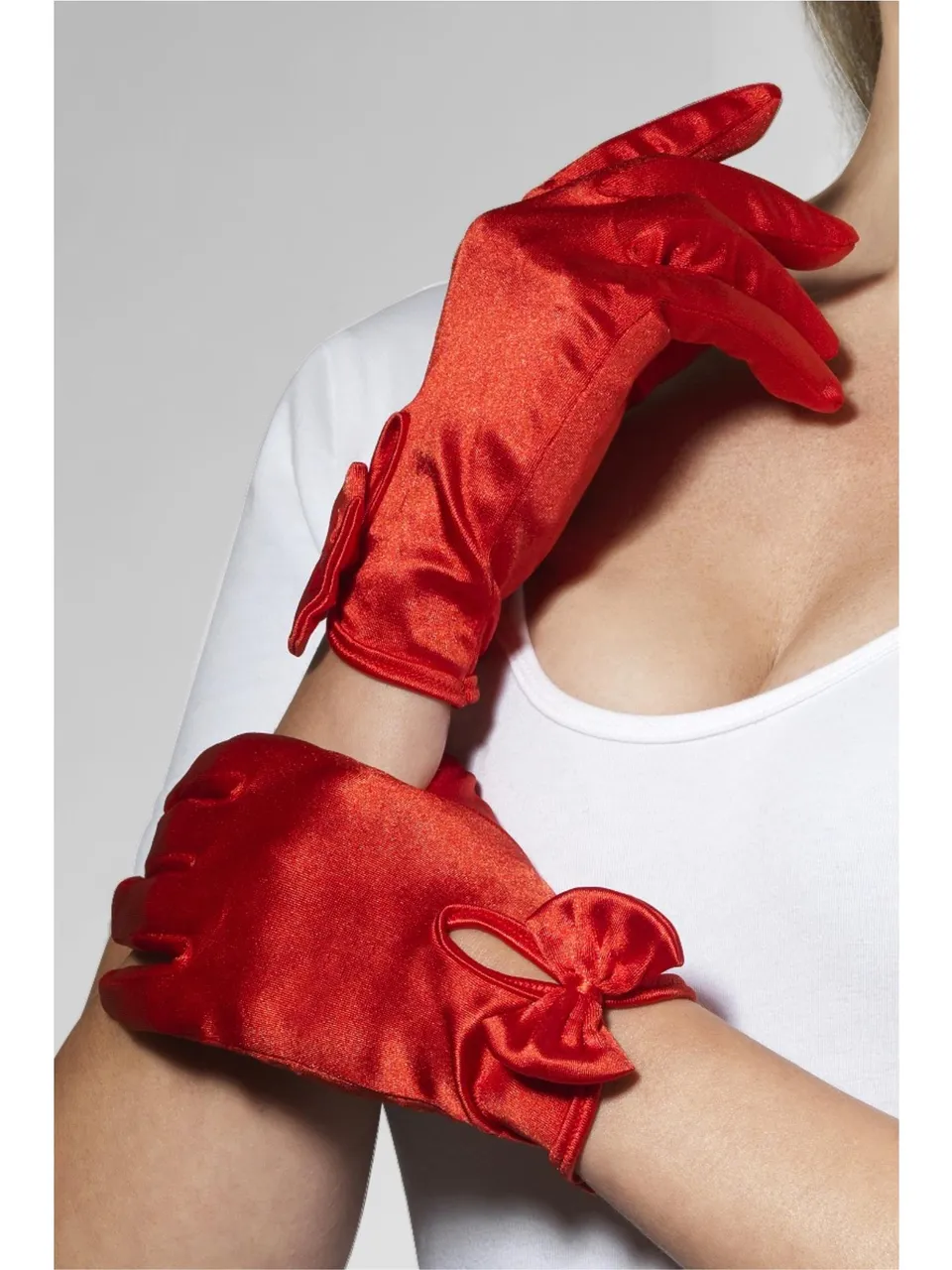 smiffys-fever-handschuhe-kurz-rot-schleife image 1