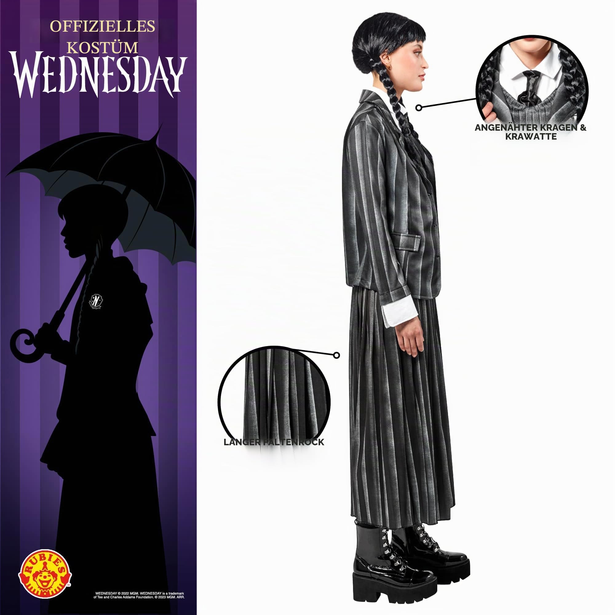 rubie-s-deluxe-wednesday-kost-m-damen-xl-schwarz image 3