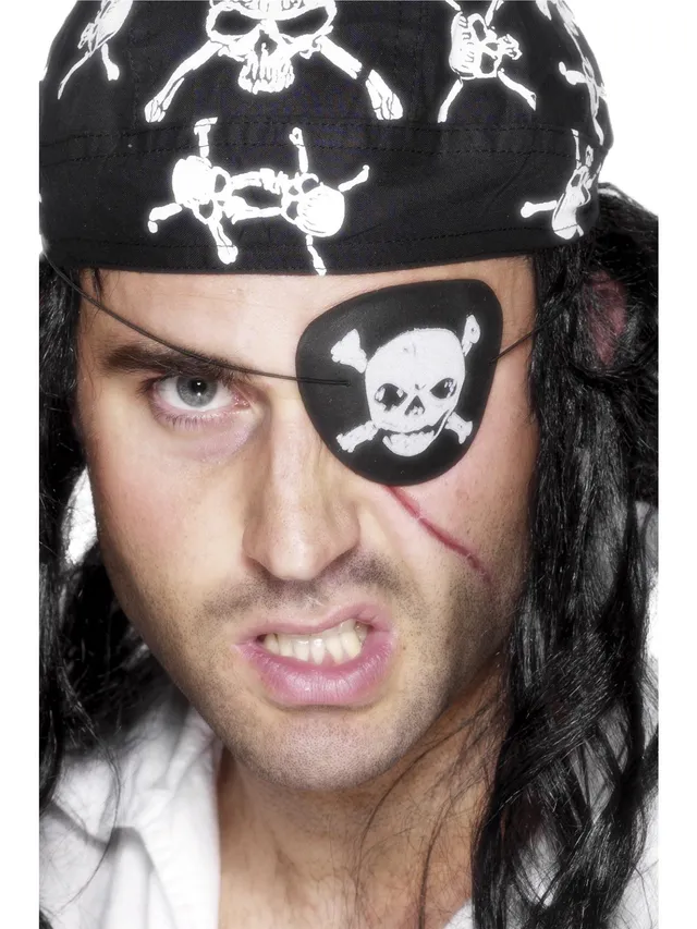 smiffys-fever-piraten-augenklappe-totenkopf-schwarz image 1