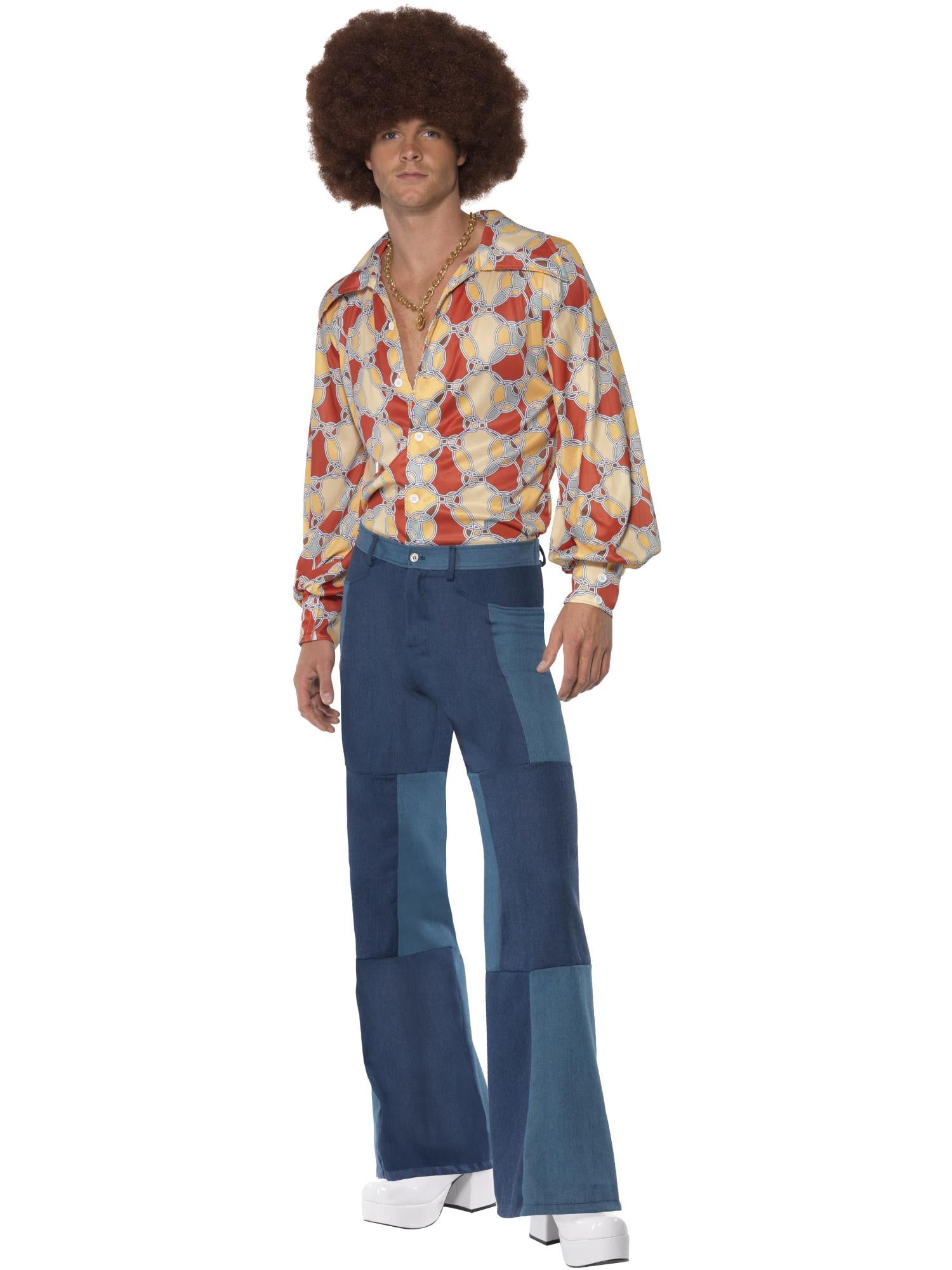 smiffys-fever-1970s-retro-kost-m-blau-mit-schlaghose image 1