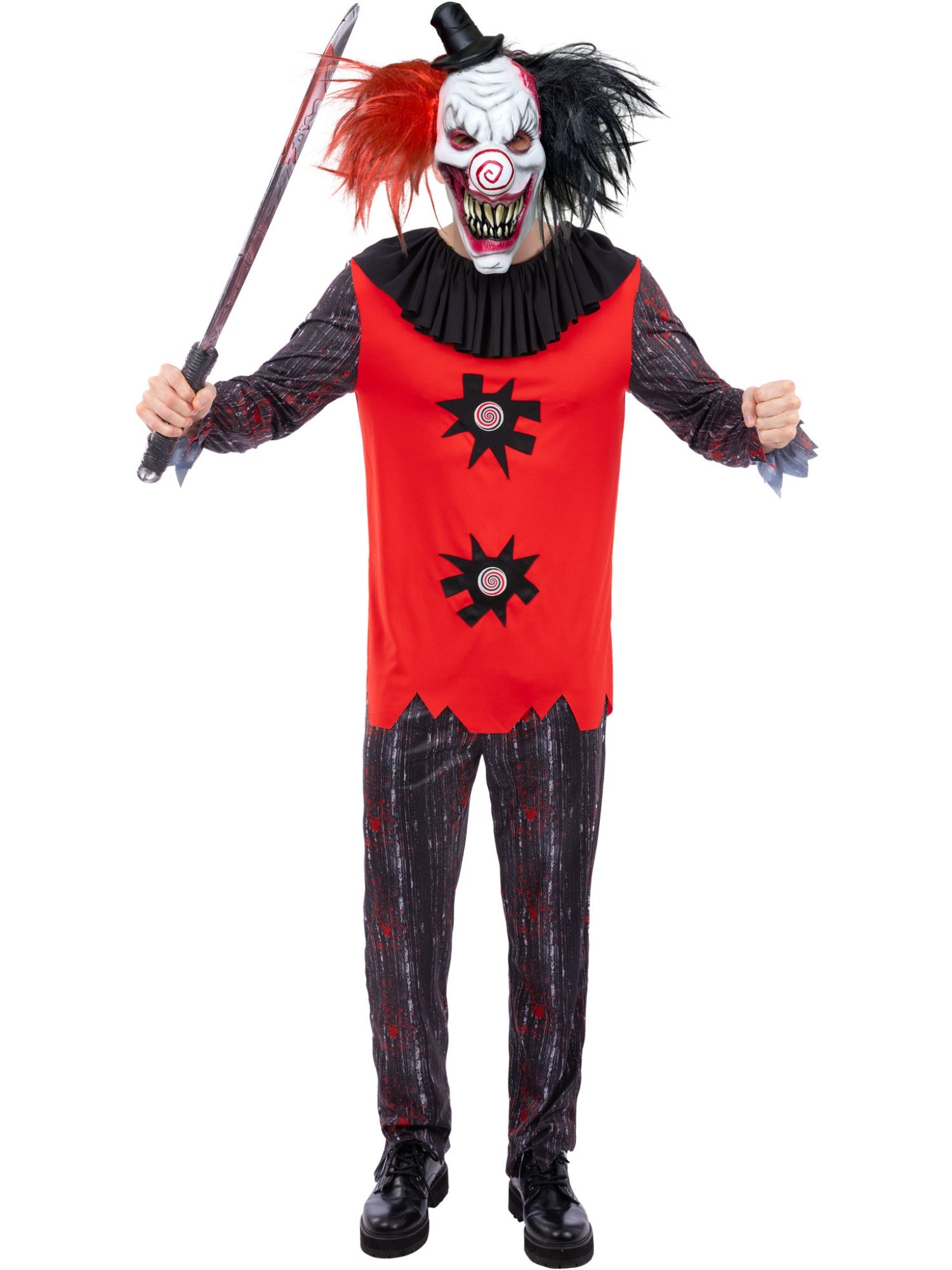 smiffys-fever-jester-chuckles-clown-kost-m-herren-rot-schwarz image 4