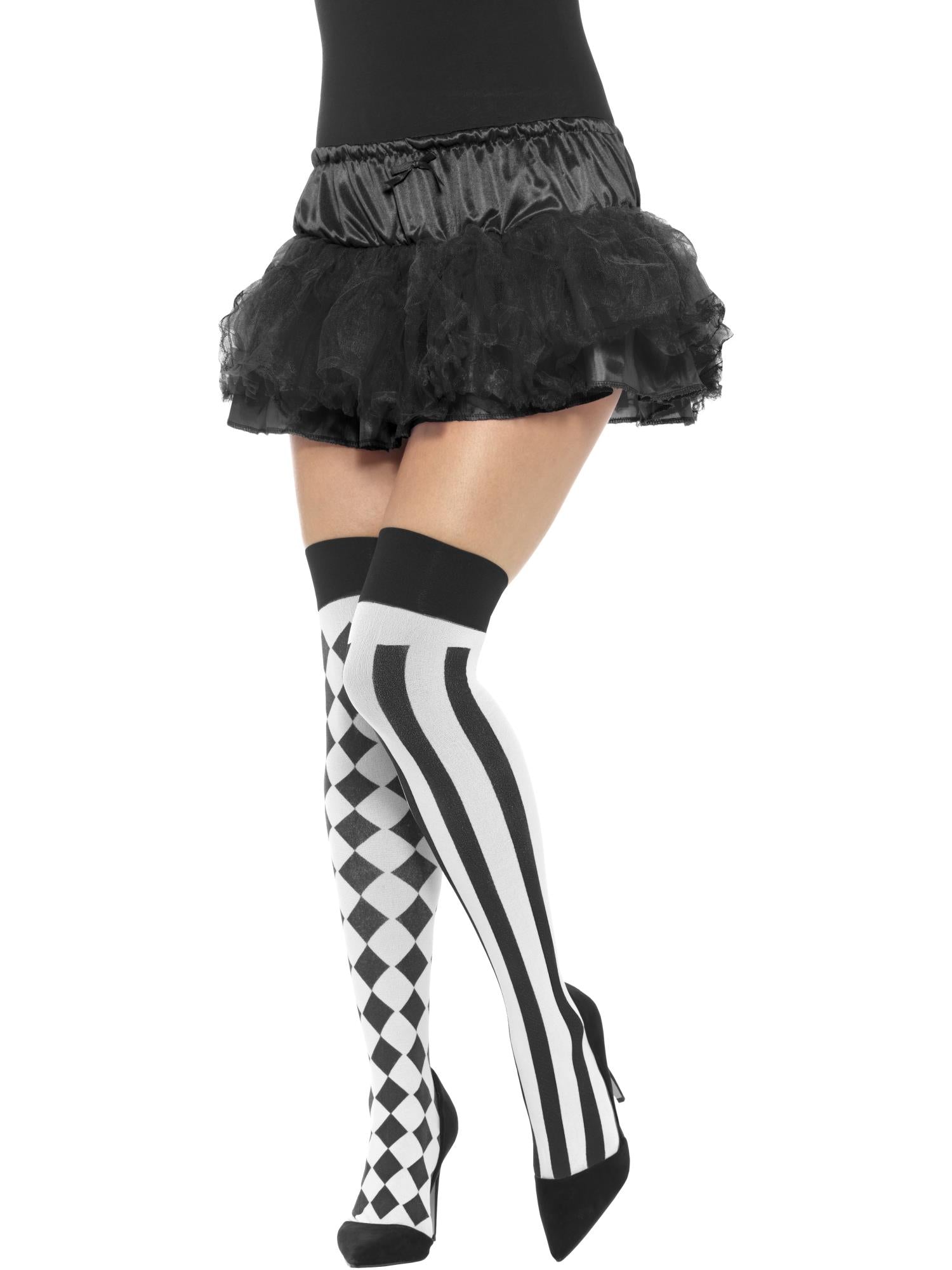 smiffys-fever-harlekin-str-mpfe-schwarz-wei-damen image 1