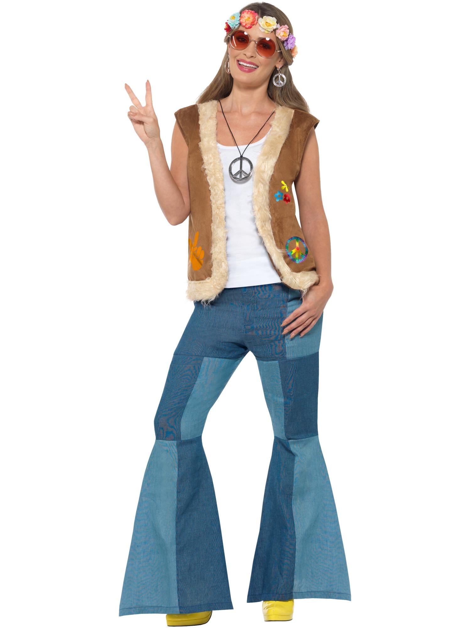smiffys-fever-hippie-weste-braun-unisex-m-peace image 4