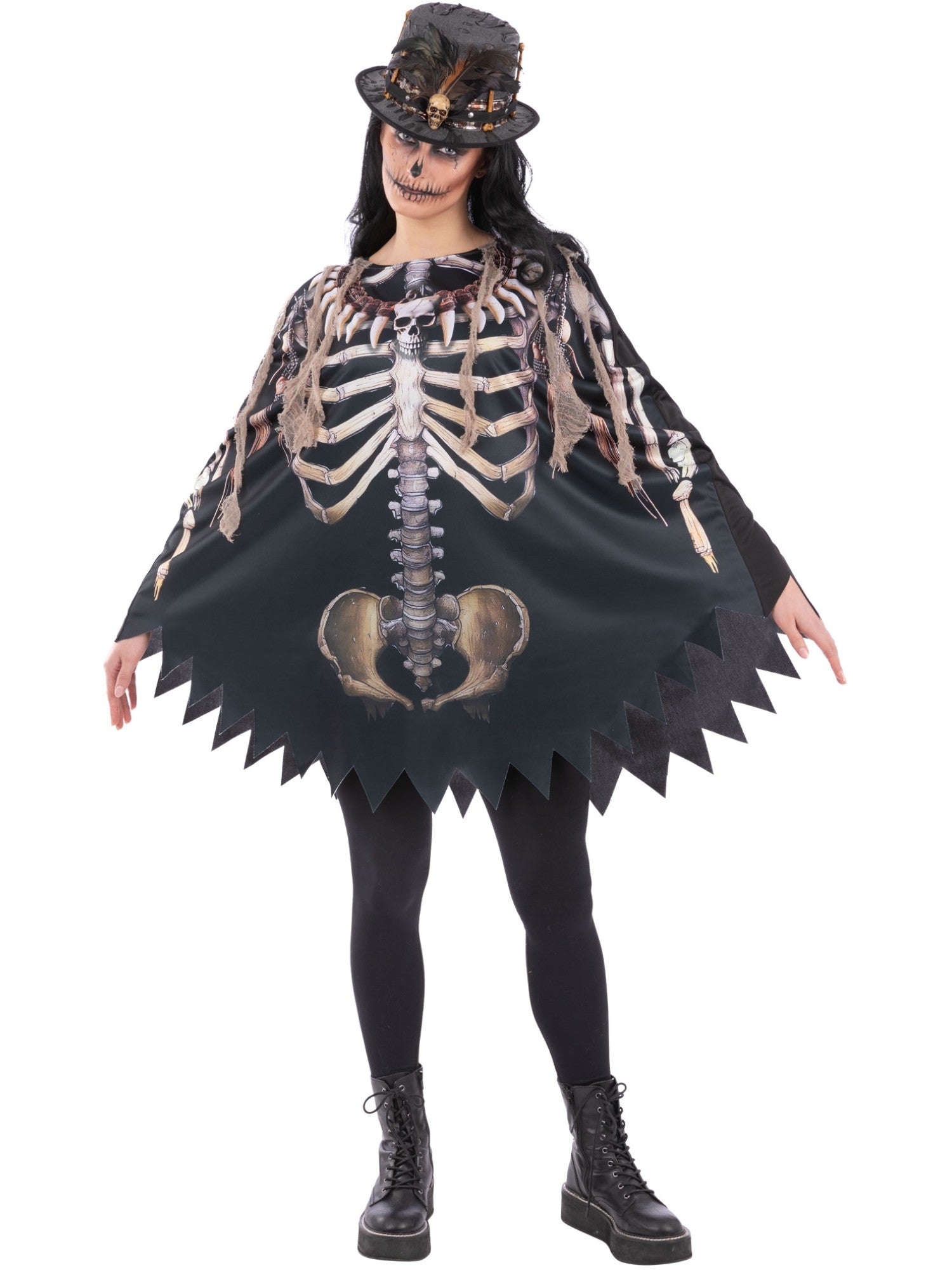 smiffys-fever-voodoo-poncho-kost-m-skelett-schwarz image 6