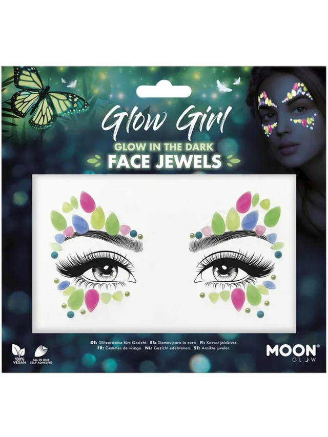 smiffys-makeup-fx-moon-glow-face-jewels-glow-girl-selbstklebend image 1