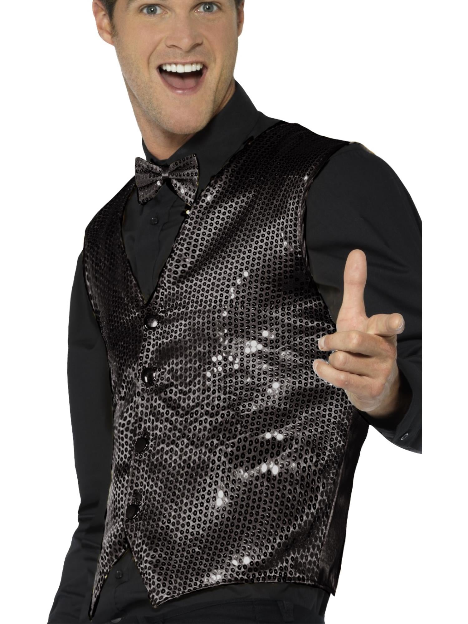 smiffys-fever-pailletten-weste-schwarz-herren-m image 3