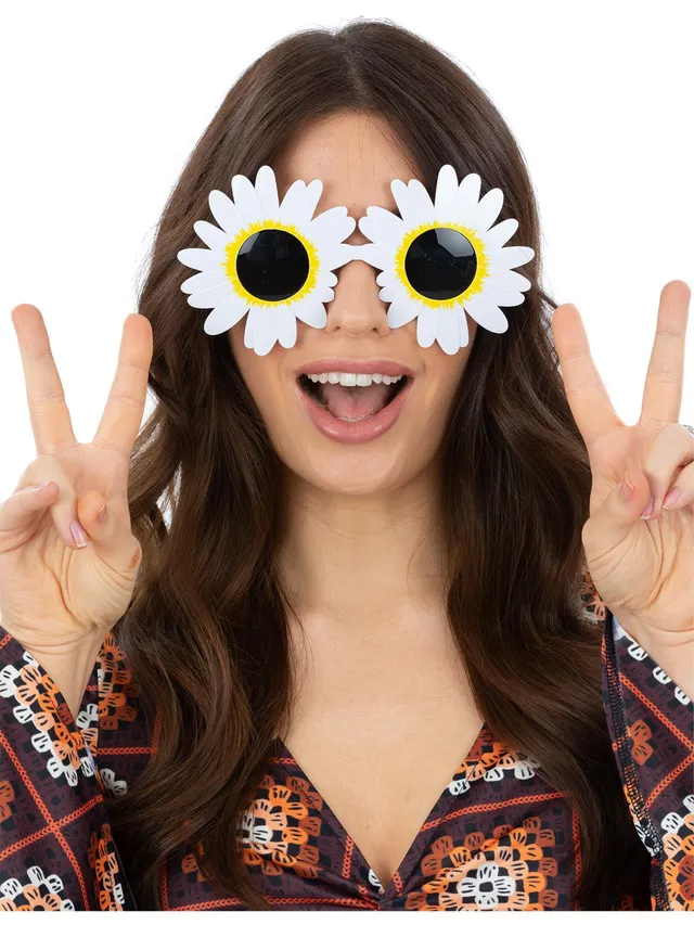 smiffys-fever-daisy-hippie-brille-wei-blume-partybrille image 1