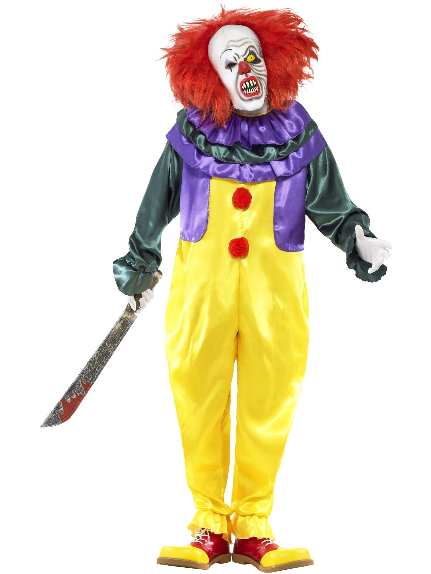 smiffys-fever-classic-horror-clown-kost-m-m-bunt-jumpsuit-maske image 1