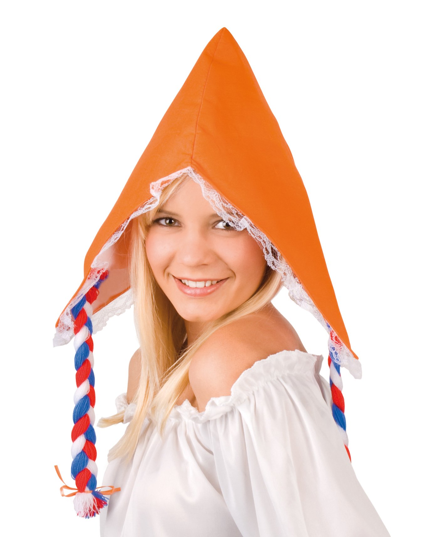 boland-m-tze-mit-haar-z-pfe-orange-wei image 1