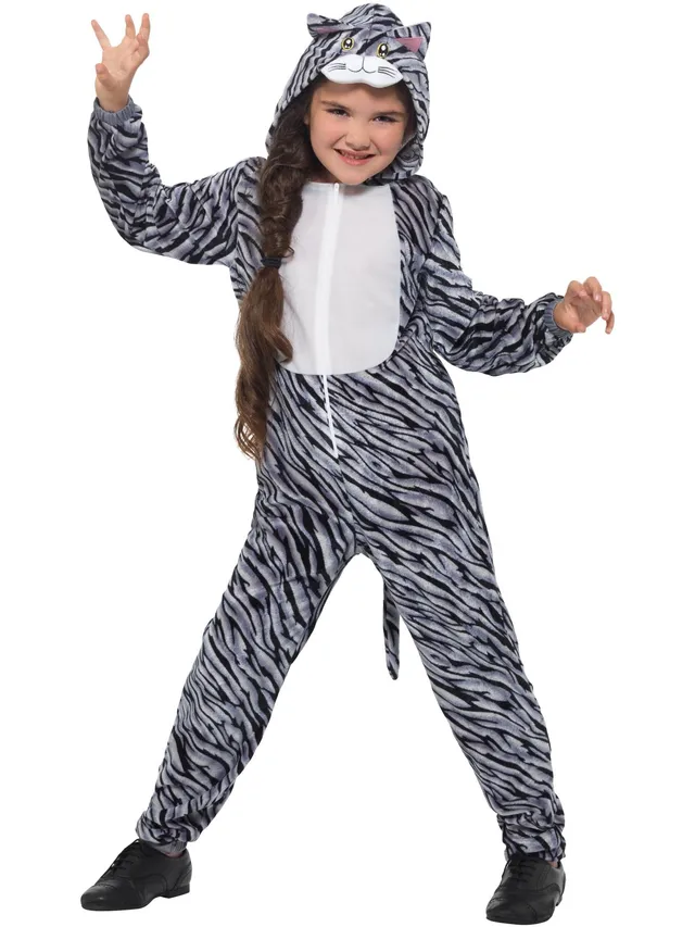 smiffys-fever-tabby-cat-onesie-kinderkost-m-grau-katze-gr-s-m image 1