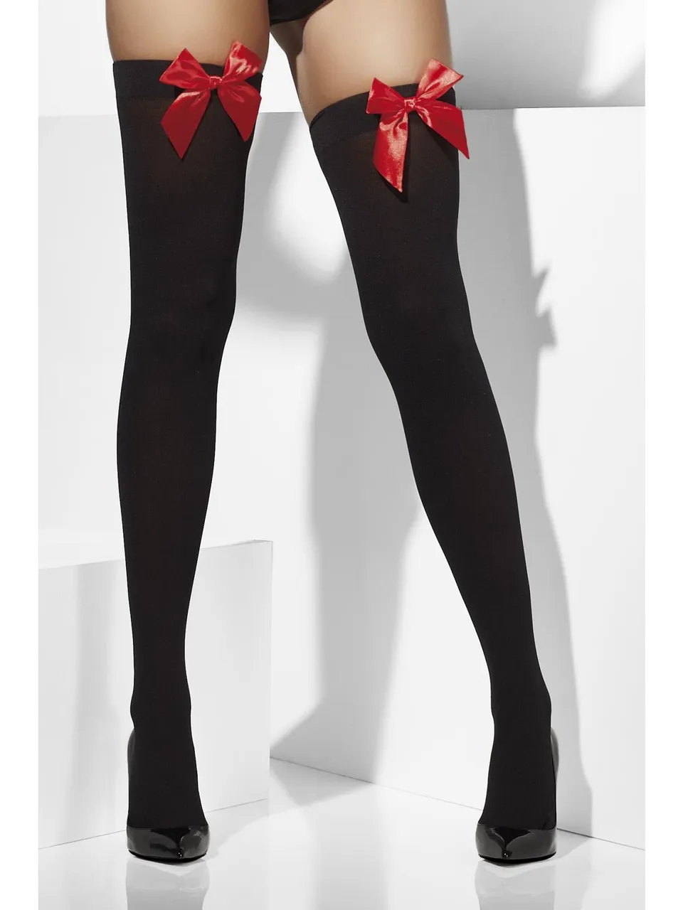 smiffys-fever-hold-ups-blickdicht-schwarz-mit-roter-schleife image 1