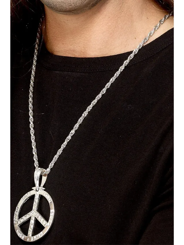 smiffys-60s-peace-hippie-medaillon-kette-silber image 1