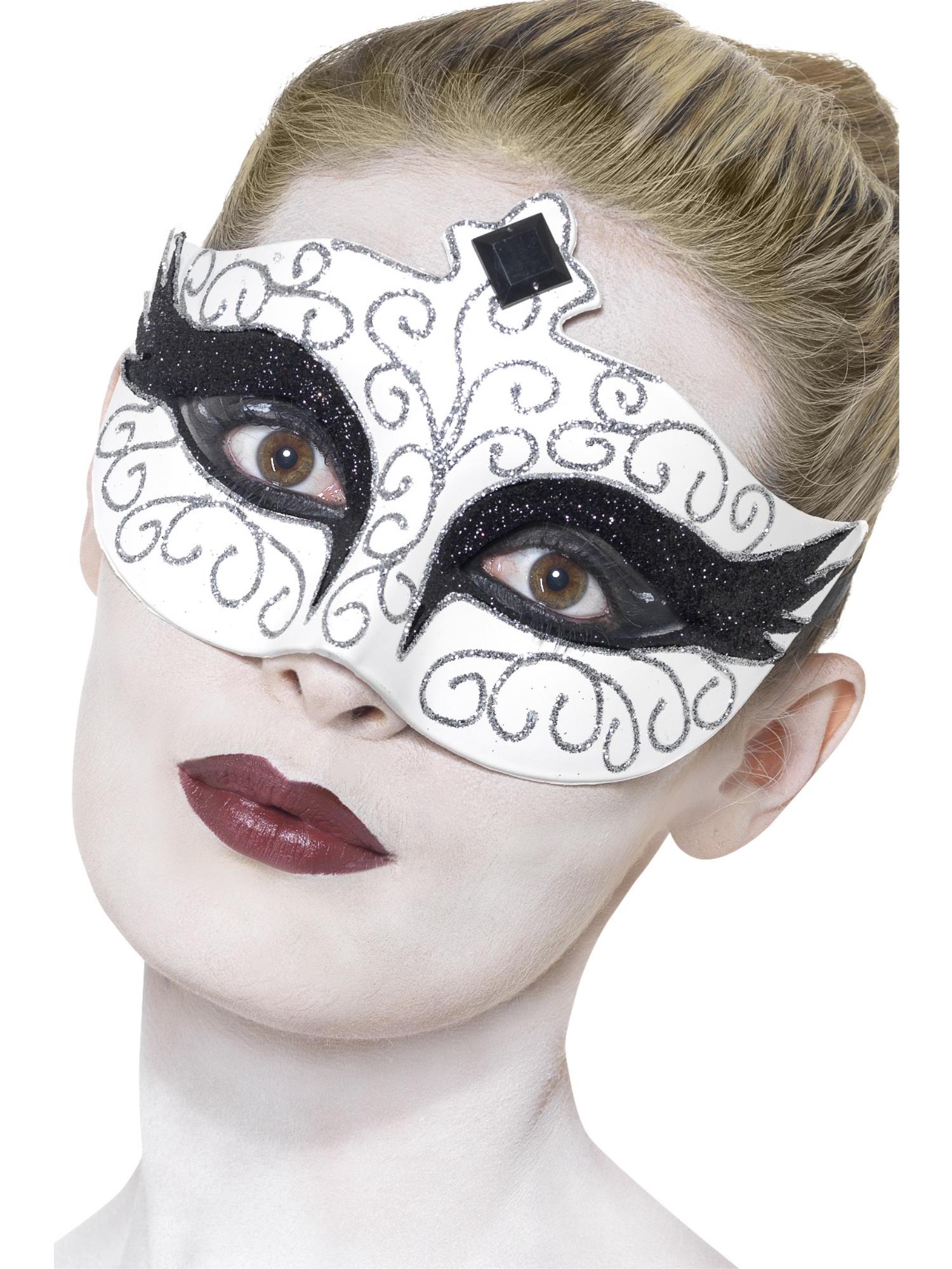 smiffys-fever-gothic-swan-augenmaske-wei-glitzer image 1